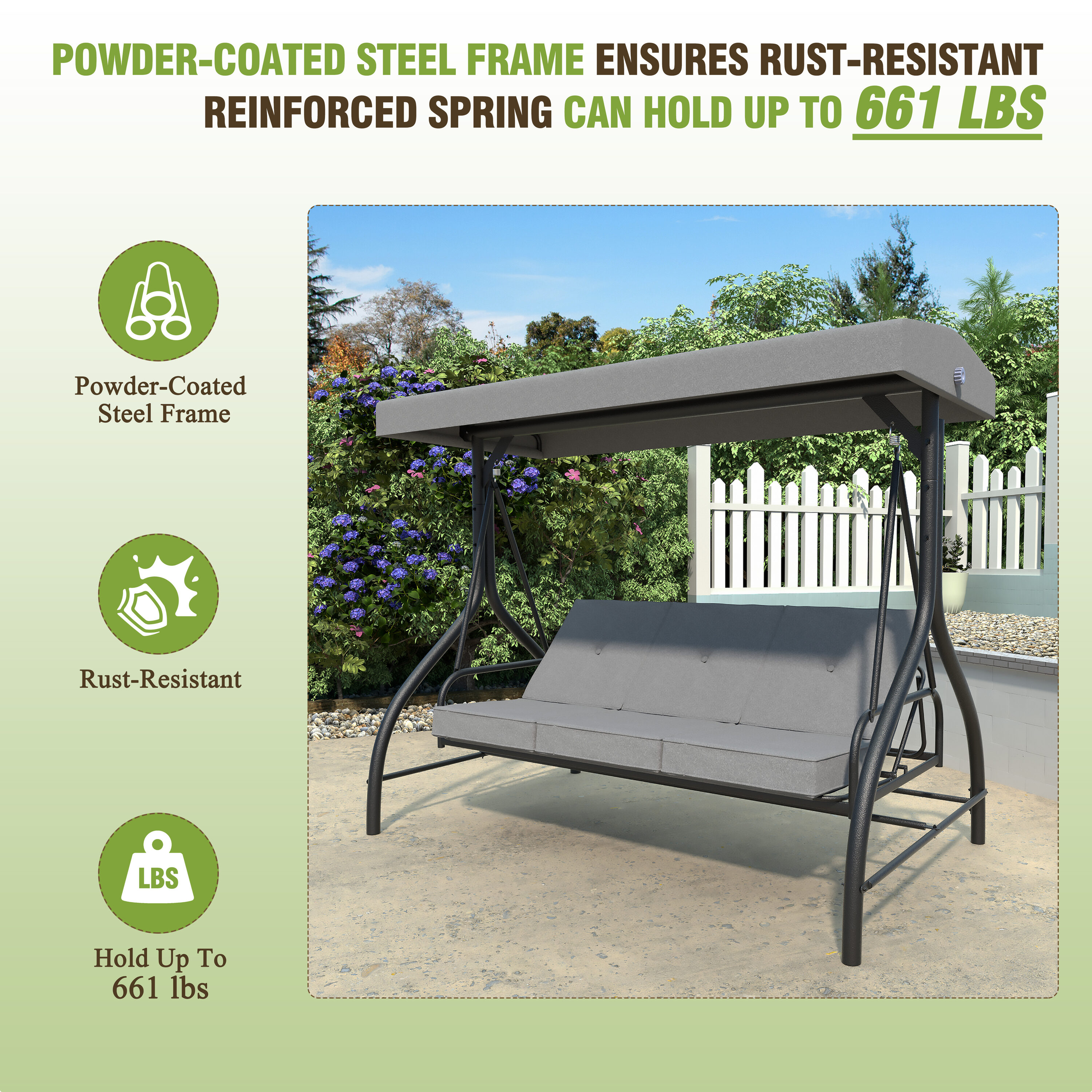 Covered patio best sale swings lowes