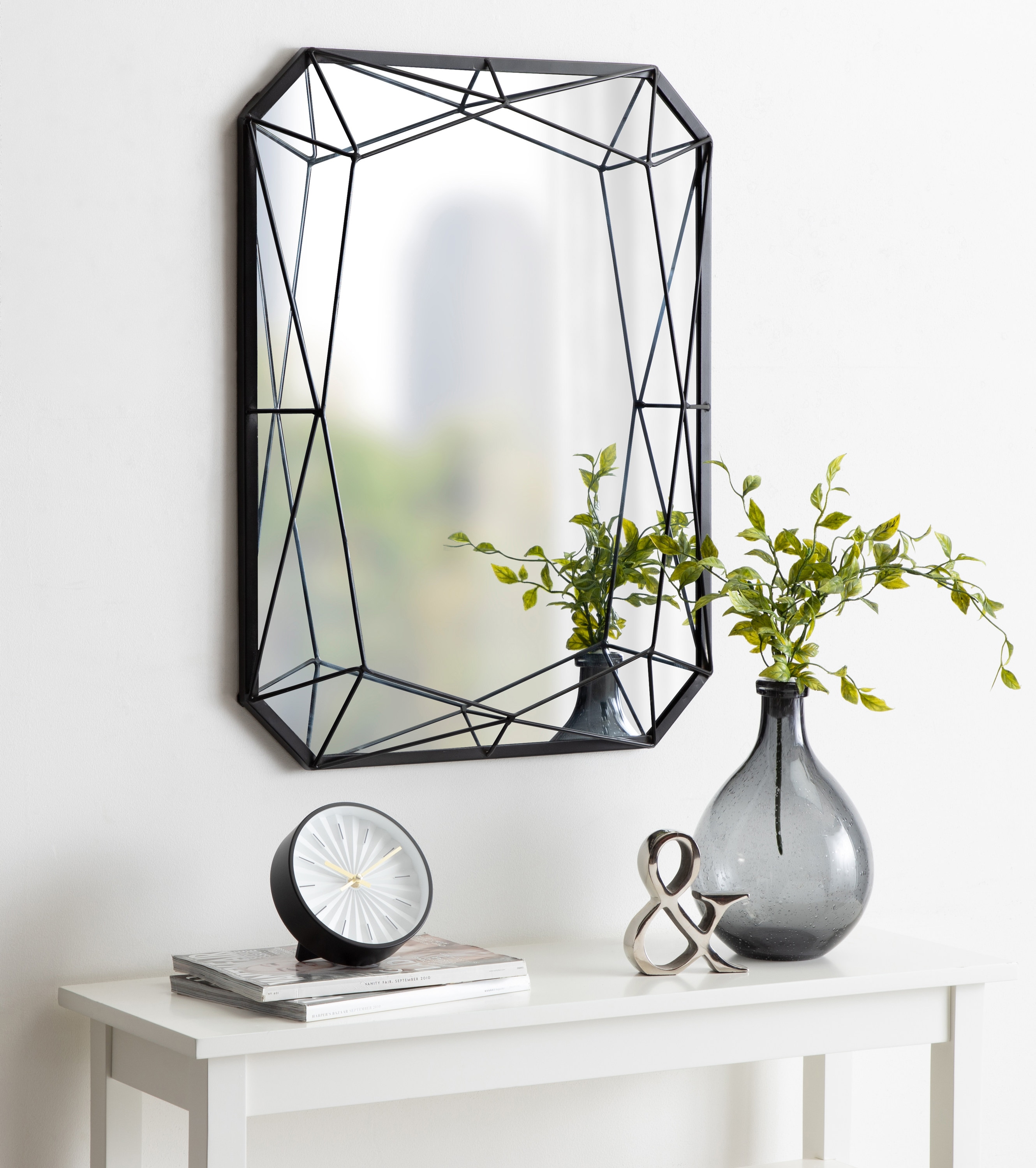 Kate and Laurel Keyleigh 22-in W x 2-in H Black Framed Wall Mirror in ...