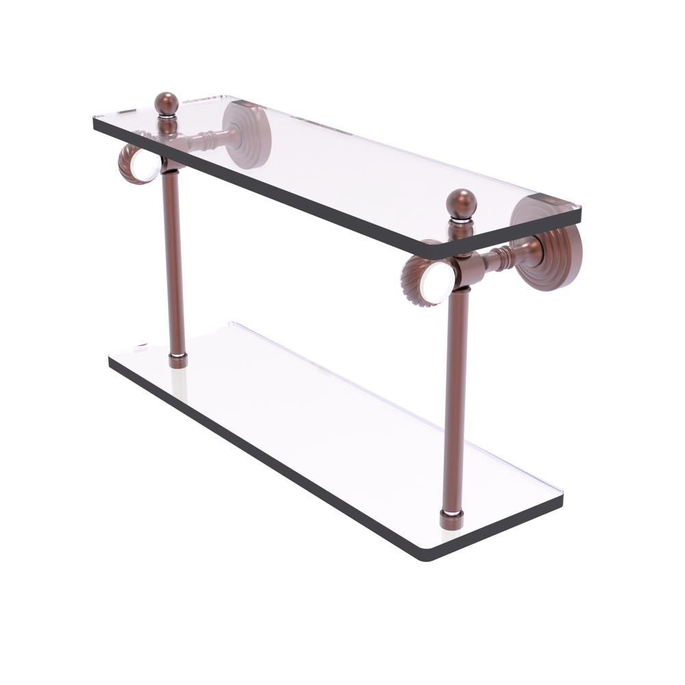 Allied Brass PG-2T-16-CA Pacific Grove Antique Copper 2 -Tier Wall mount Bathroom Shelf ( 16-in x 9.3-in x 5-in )