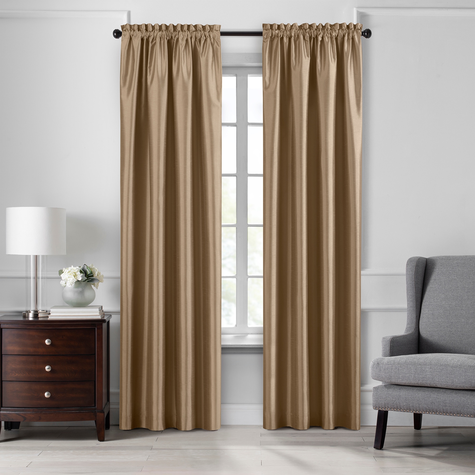 Elrene Home Fashions 95-in Gold Blackout Standard Lined Rod Pocket ...