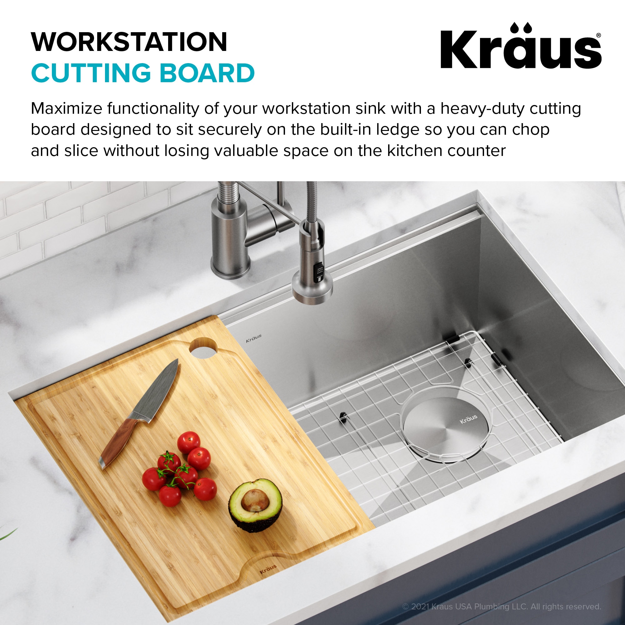 Kraus Kore 16.75-in L x 12-in W Wood Cutting Board in the Cutting ...