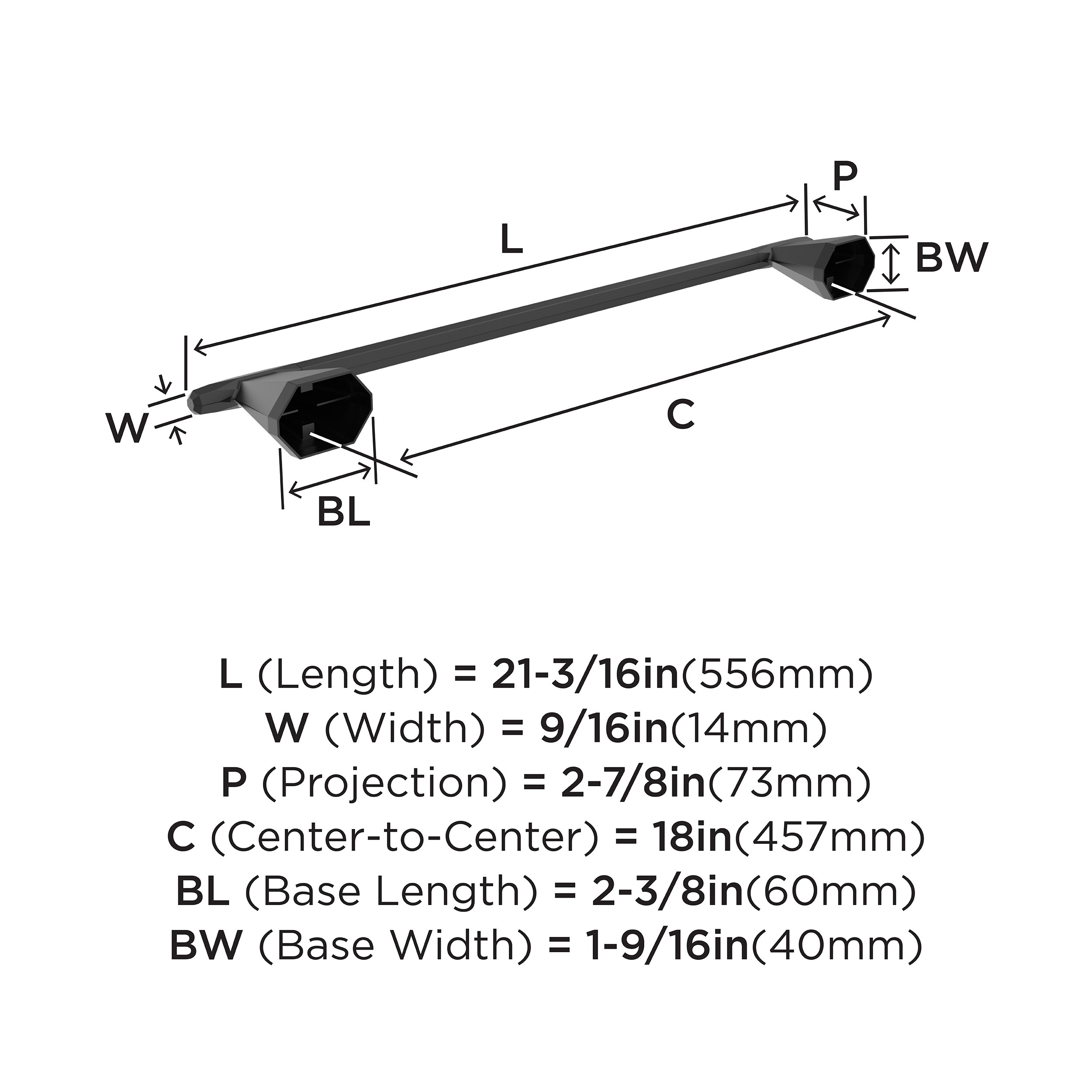 Matte Black 18-inch Wall Mounted Towel Bar