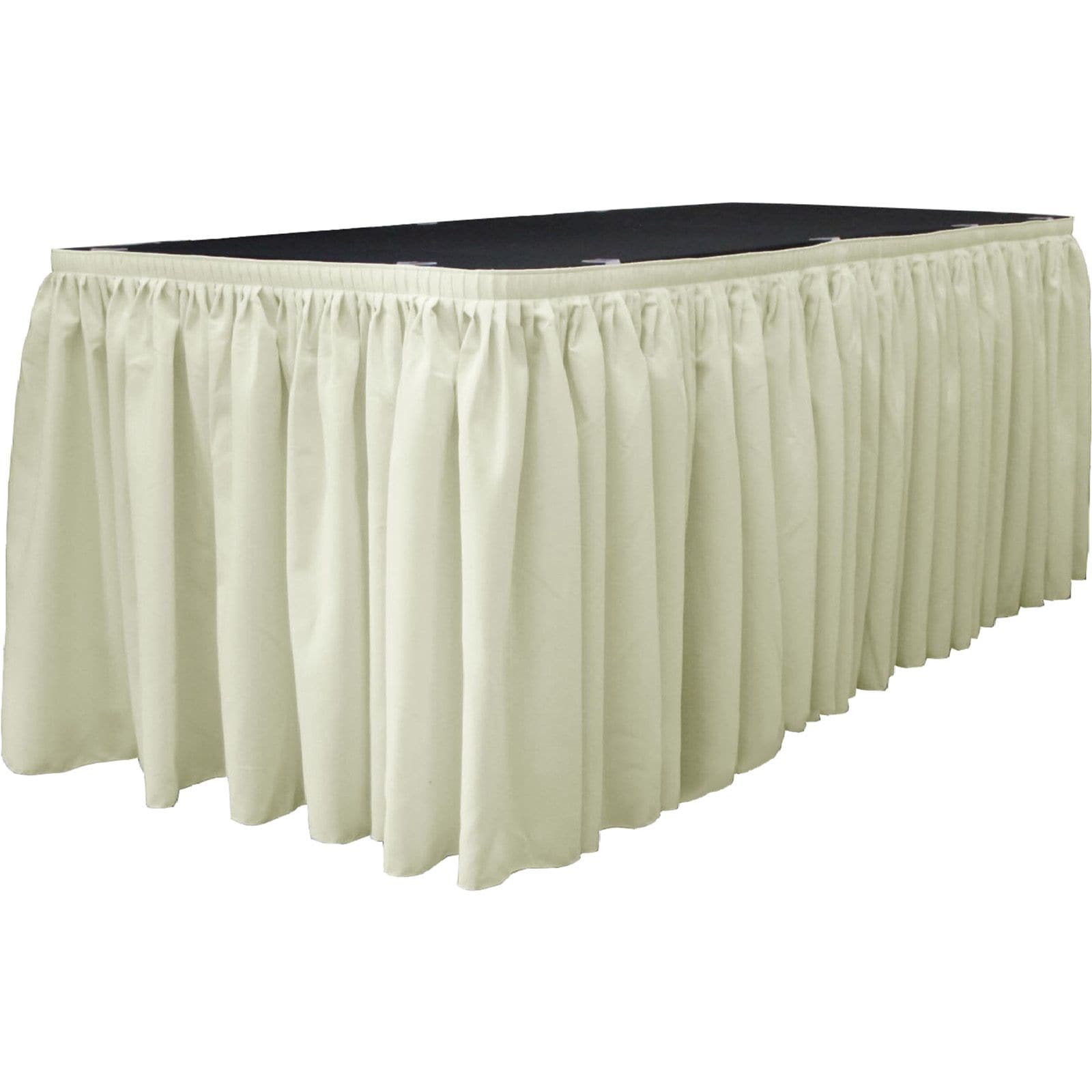 Slickblue Indoor Outdoor Event Setup Polyester Poplin Table Skirt with Hook and Loop Clips for Banquet Tables Multiple Size and Color Options