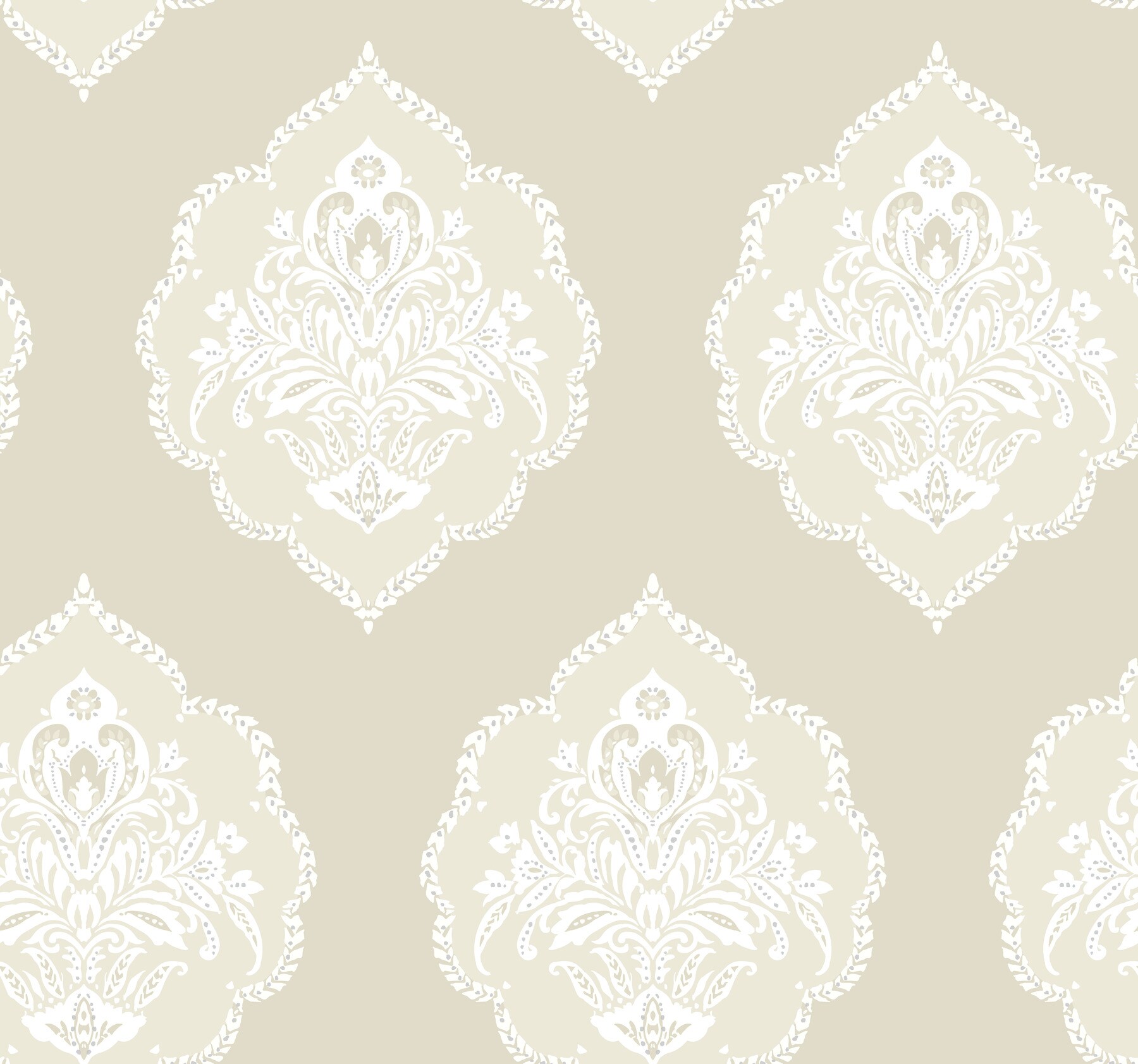 York Wallcoverings DM4983 Damask Resource Library 60.8-Sq. Feet Neutral Non-woven Damask Prepasted Water Activated Paste Wallpaper