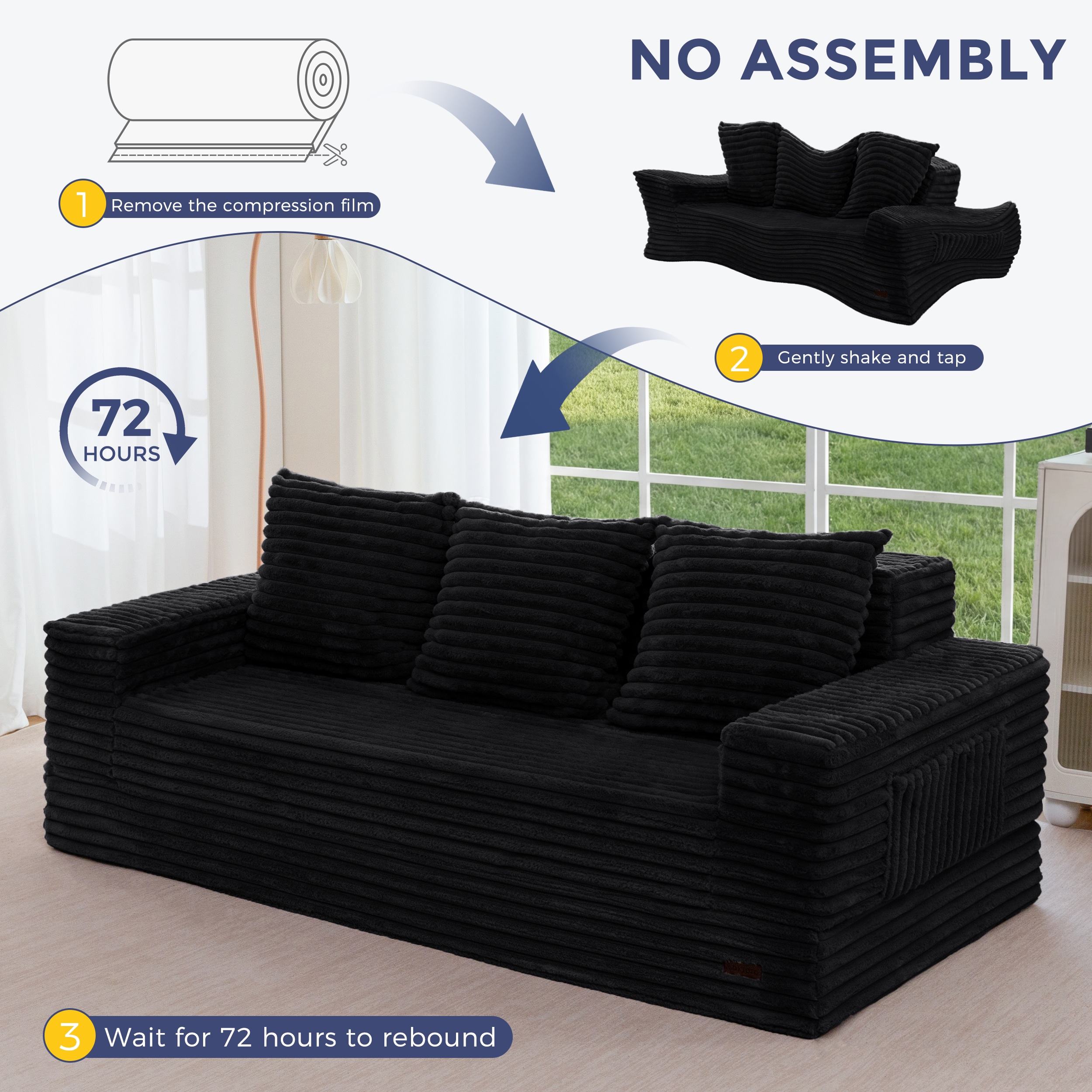 MAXYOYO A131-BLACK-3SEATER Sofas-Loveseats - View #9