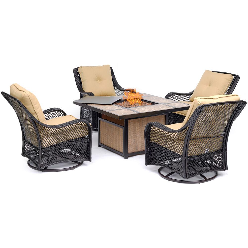 Hanover ORL5PCTFPSW4-TAN Orleans 5-Piece Patio Conversation Set with Tan Cushions