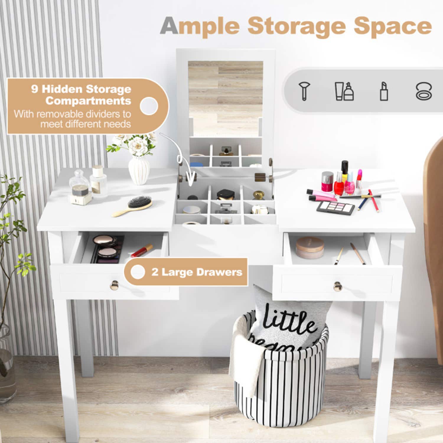 Mondawe MO-JV11074WH Bedroom-Vanities - View #7