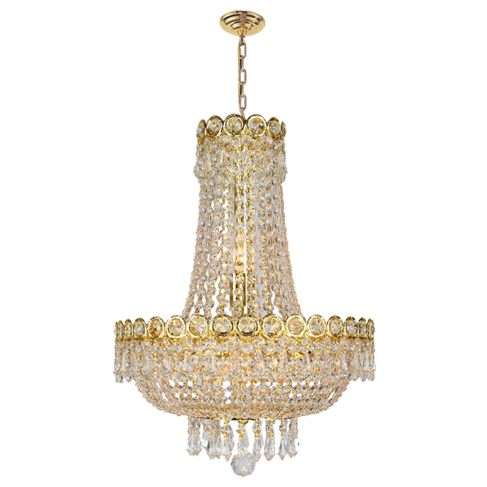 Worldwide Lighting W83049G16 Empire 8-Light Polished Gold Transitional Crystal Chandelier