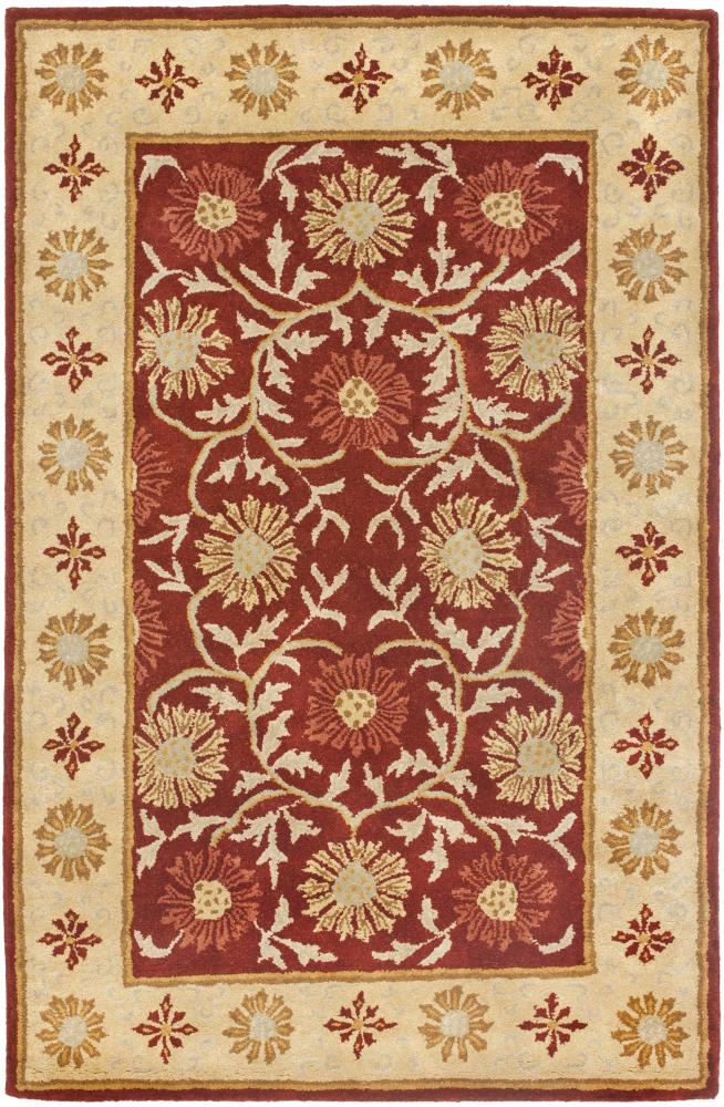 Handmade Red and Beige Wool Floral 4' x 6' Area Rug