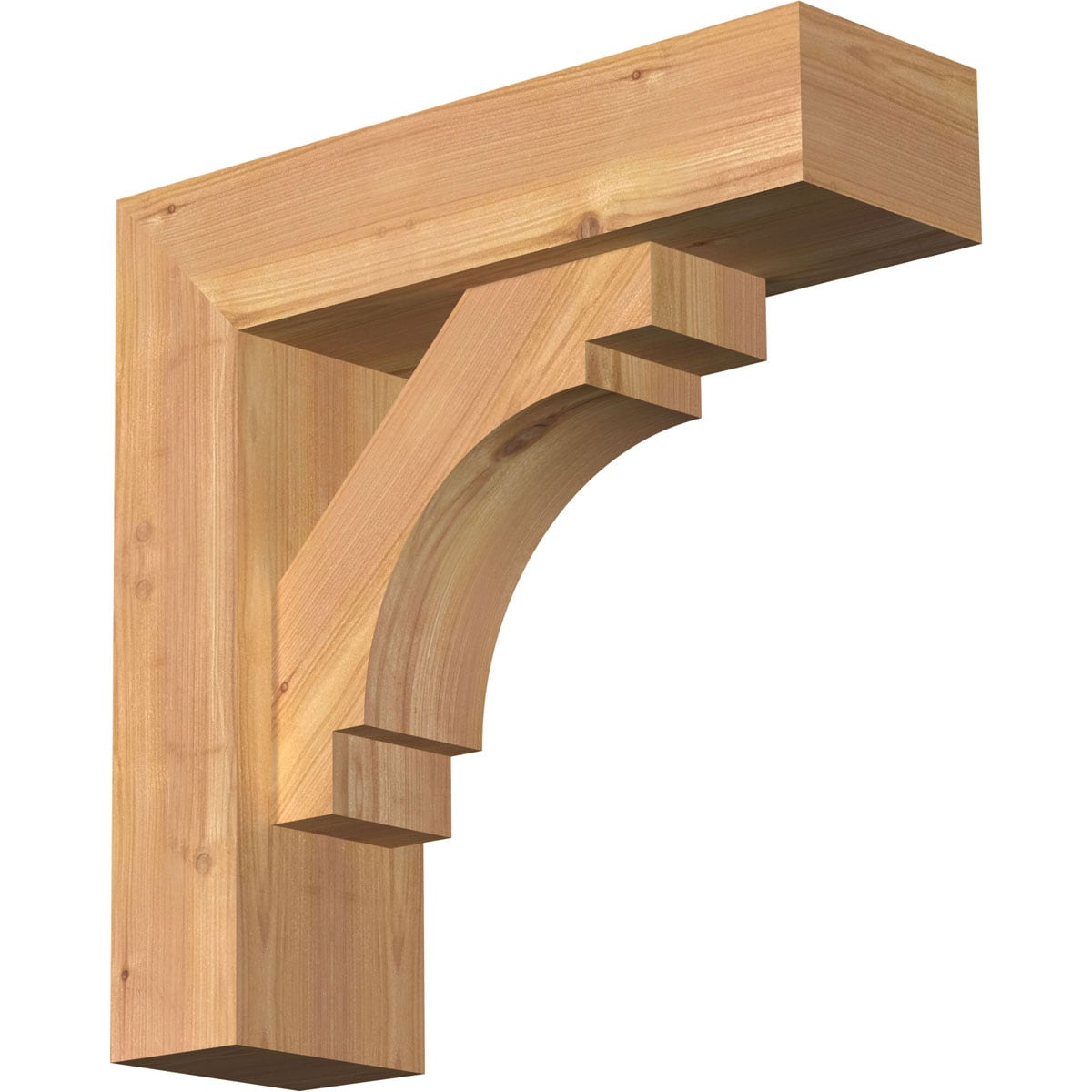Ekena Millwork 1463134 Merced Block Smooth Bracket with Offset Brace 5-1/2-in x 18-in x 18-in Western red cedar Brown Wood Standard bracket