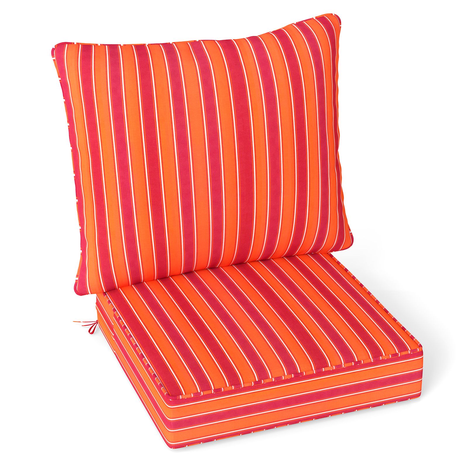 FUIOP MYUT 25.5-in x 25.5-in 2-Piece Orange Outdoor and Indoor Deep Seat Chair Cushion Set with Rope Belts