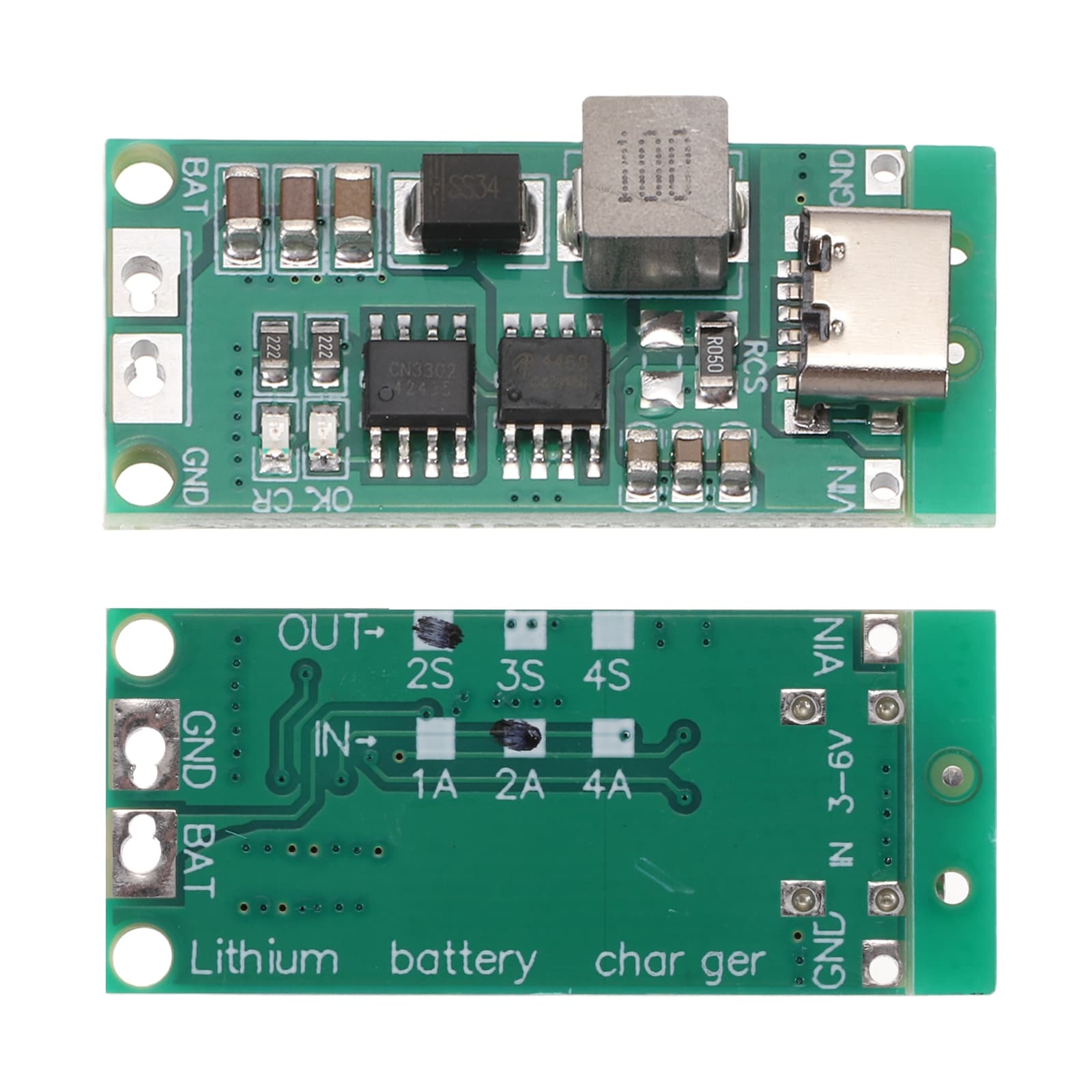 Unique Bargains 3pcs Lithium Battery Boost Charging Module Multi-Cell 2S 3S 4S Type-C to 8.4V 12.6V 16.8V Adjustable Step-Up Charger Board for Li-Po Polymer Power Bank(2S 2A)