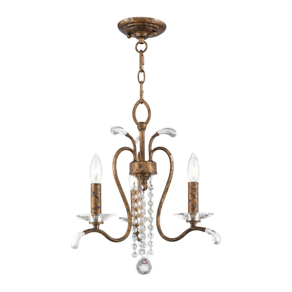 Livex Lighting 51003-71 Serafina 3-Light Distressed Bronze Transitional Crystal Chandelier