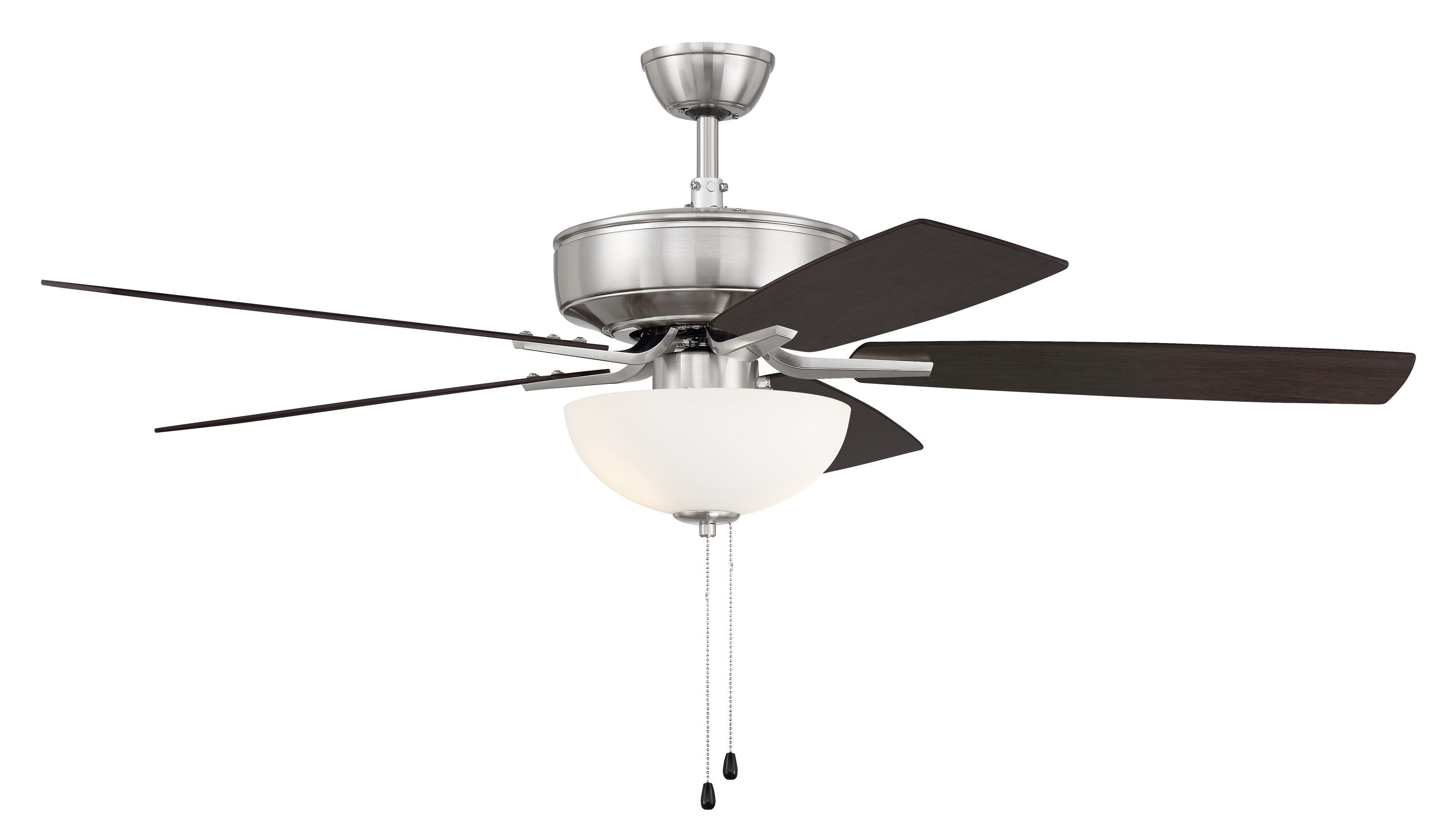 Brushed Polished Nickel 52" Ceiling Fan with Frosted Glass Bowl Light