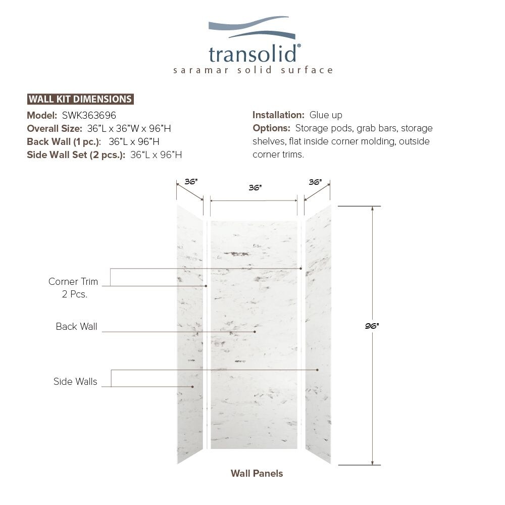 Transolid SWK363696-47V Shower-Wall-Surrounds - View #7