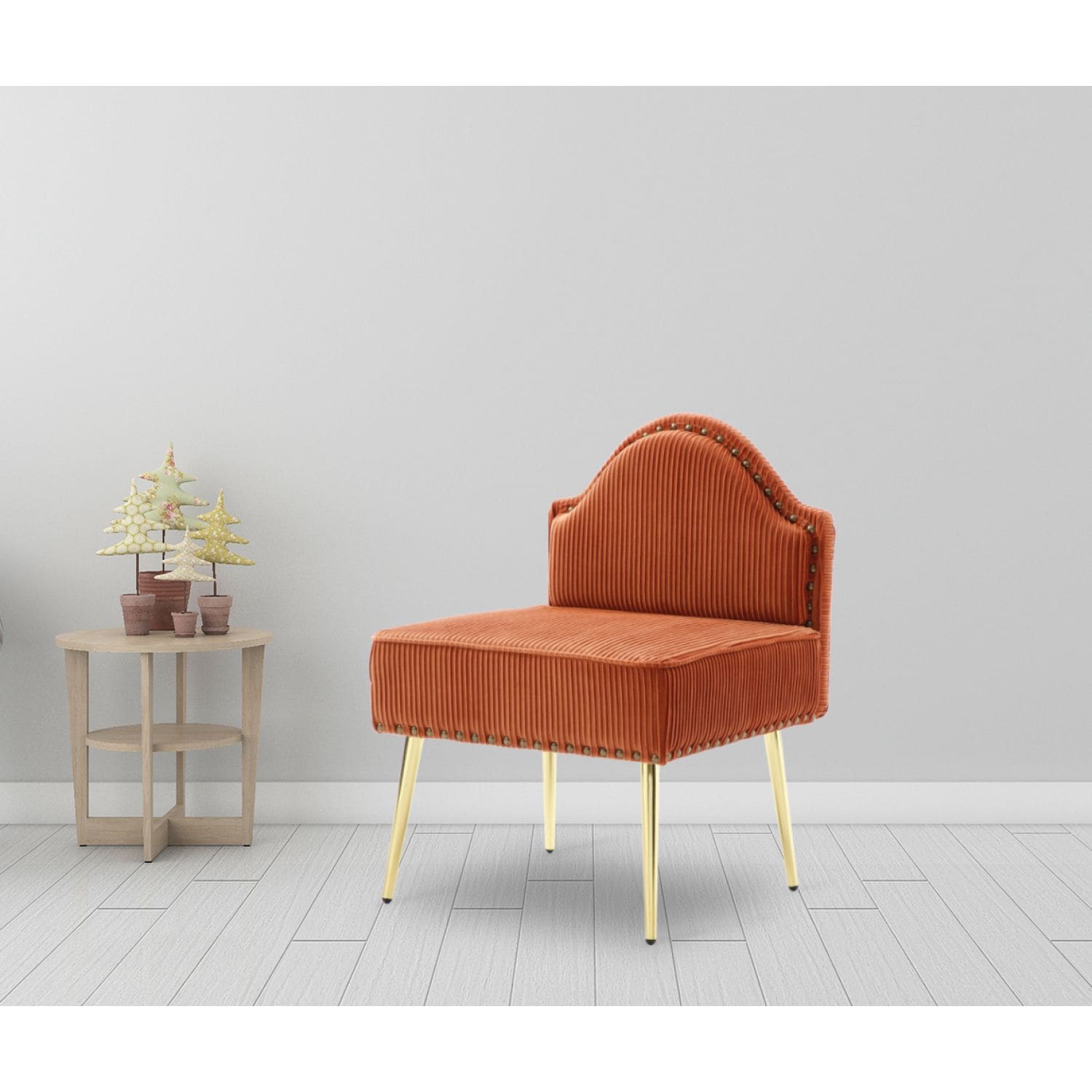 JASMODER W111760106 Modern Orange Linen Accent Chair