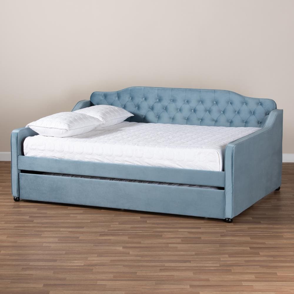 Baxton Studio Freda Light Blue Full Upholstered Daybed At Lowes.com