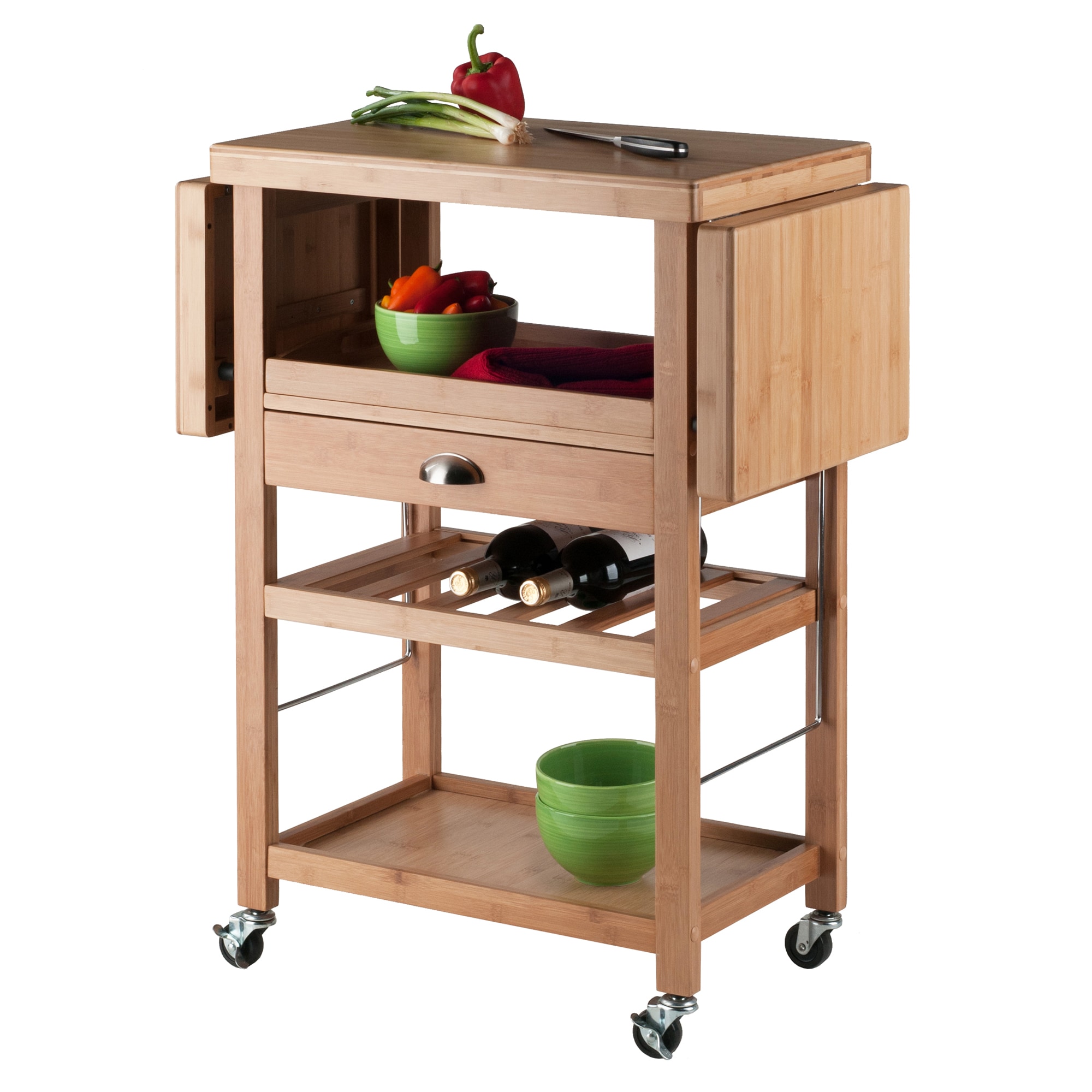 Winsome Wood Wood Base With Wood Top Rolling Kitchen Cart 15 16 In X   42437297 