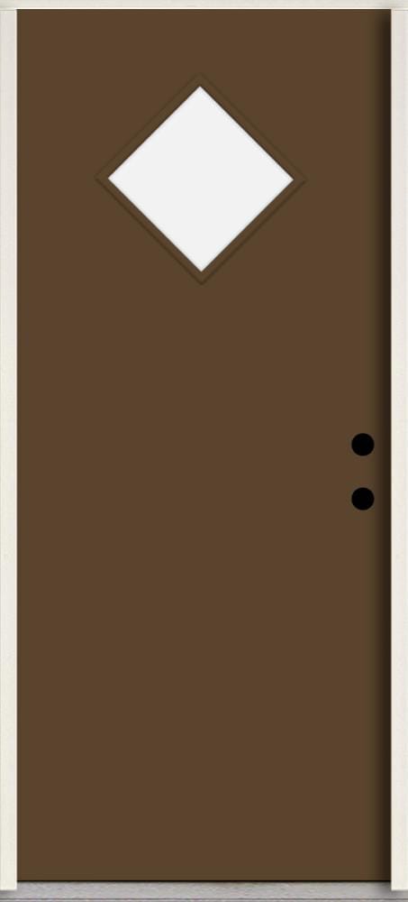 RELIABILT LO1067061 Spotlights 32-in x 80-in x 4-5/8-in Fiberglass 1/4 lite Left-hand inswing Sable Paint Painted Prehung Front Door Insulating core