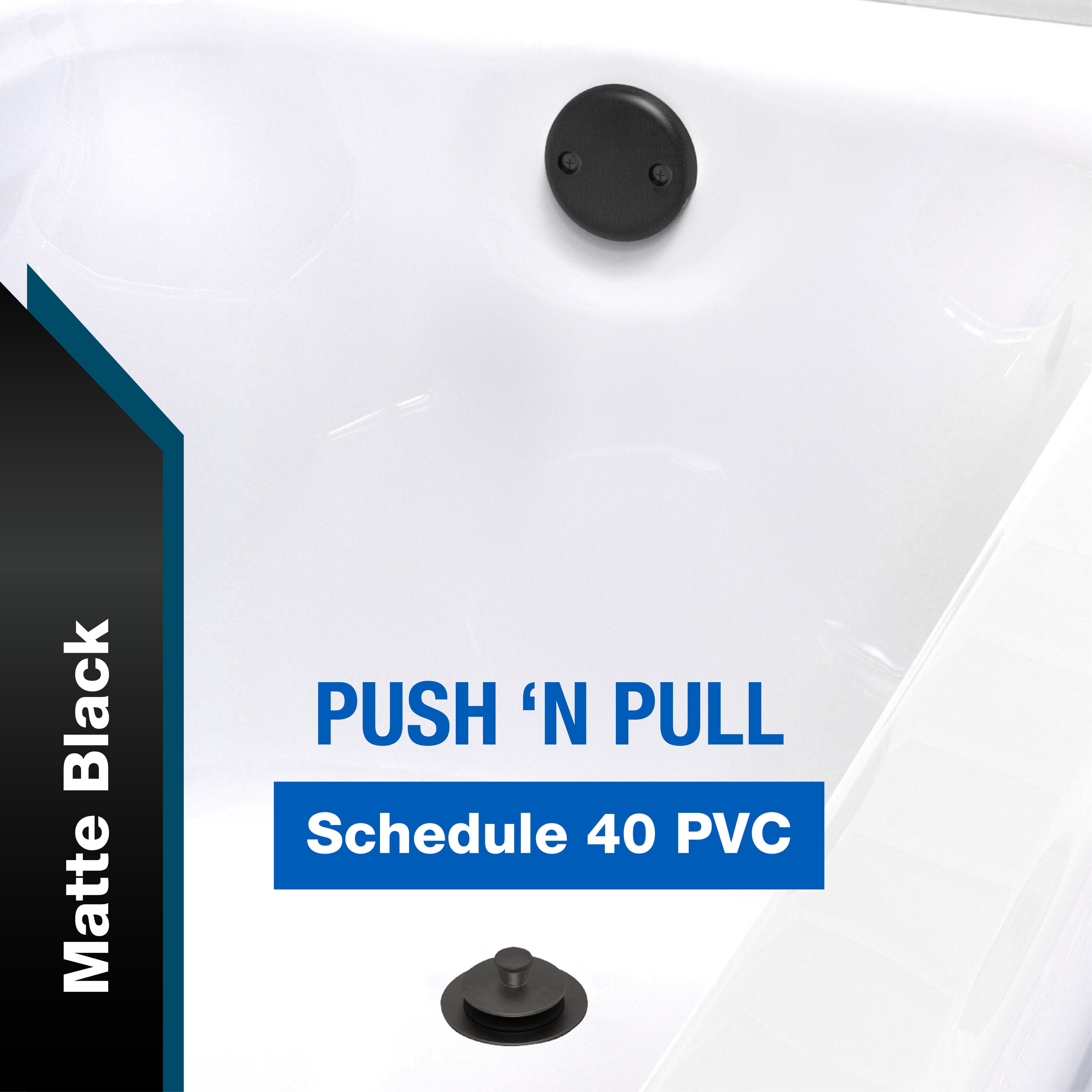 Dearborn 1000000402 1-1/2-in Push N' Pull White/Matte Black Roller ball Drain with PVC Pipe Included