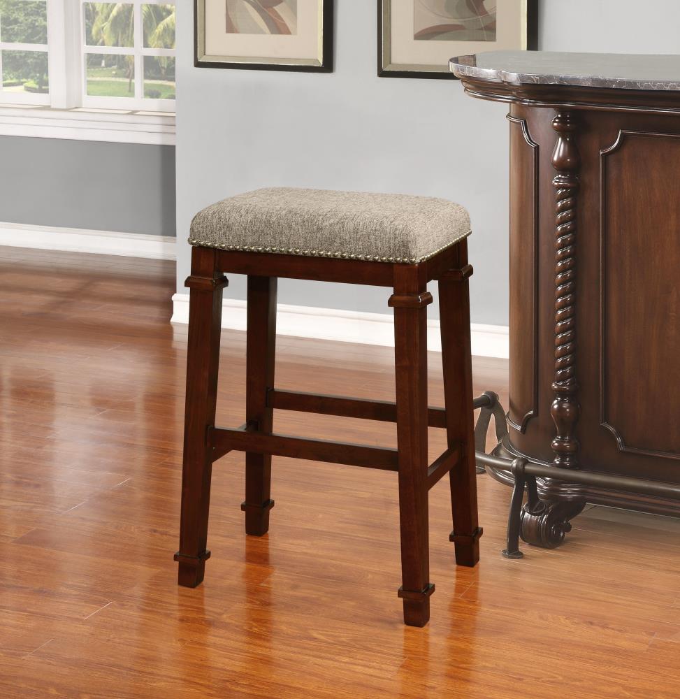 Kennedy 30" Walnut and Brown Backless Wood Barstool
