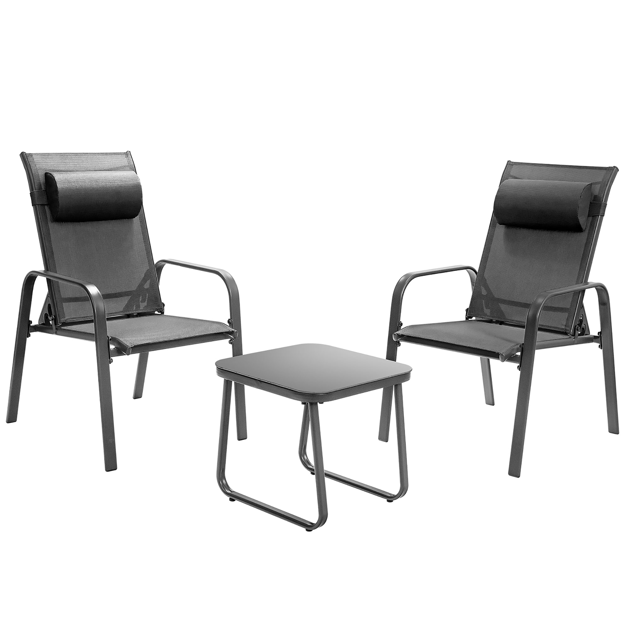 Costway NP10222GR 3 -Piece Patio Conversation Set with Gray