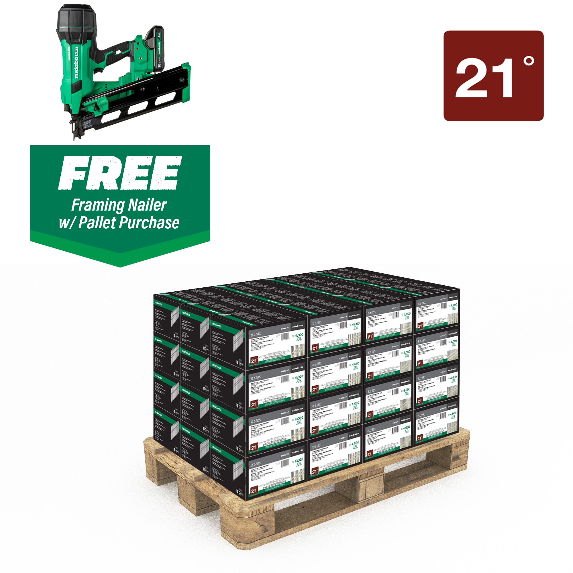 Metabo HPT 10103NR1890DRAM 2-3/8-in x 0.113-in 21 -Degree Bright Ring Shank Collated Framing nails ( 240000 -Per Pallet )
