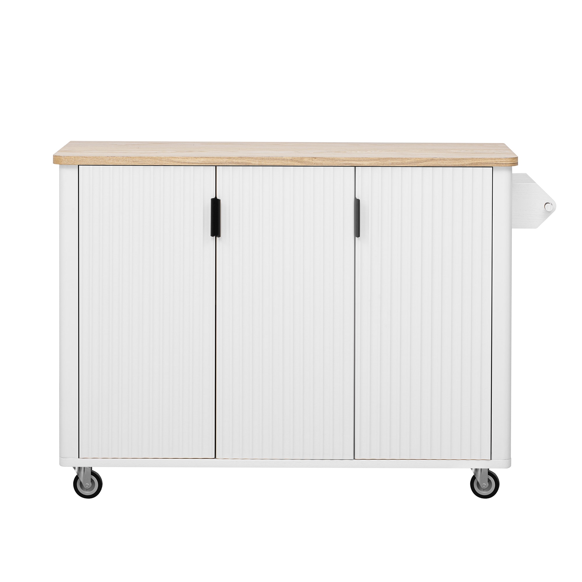 SINOFURN SYB260067WT White MDF Base with MDF Rolling Kitchen Cart ( 29.5-in x 51.3-in x 36.4-in )