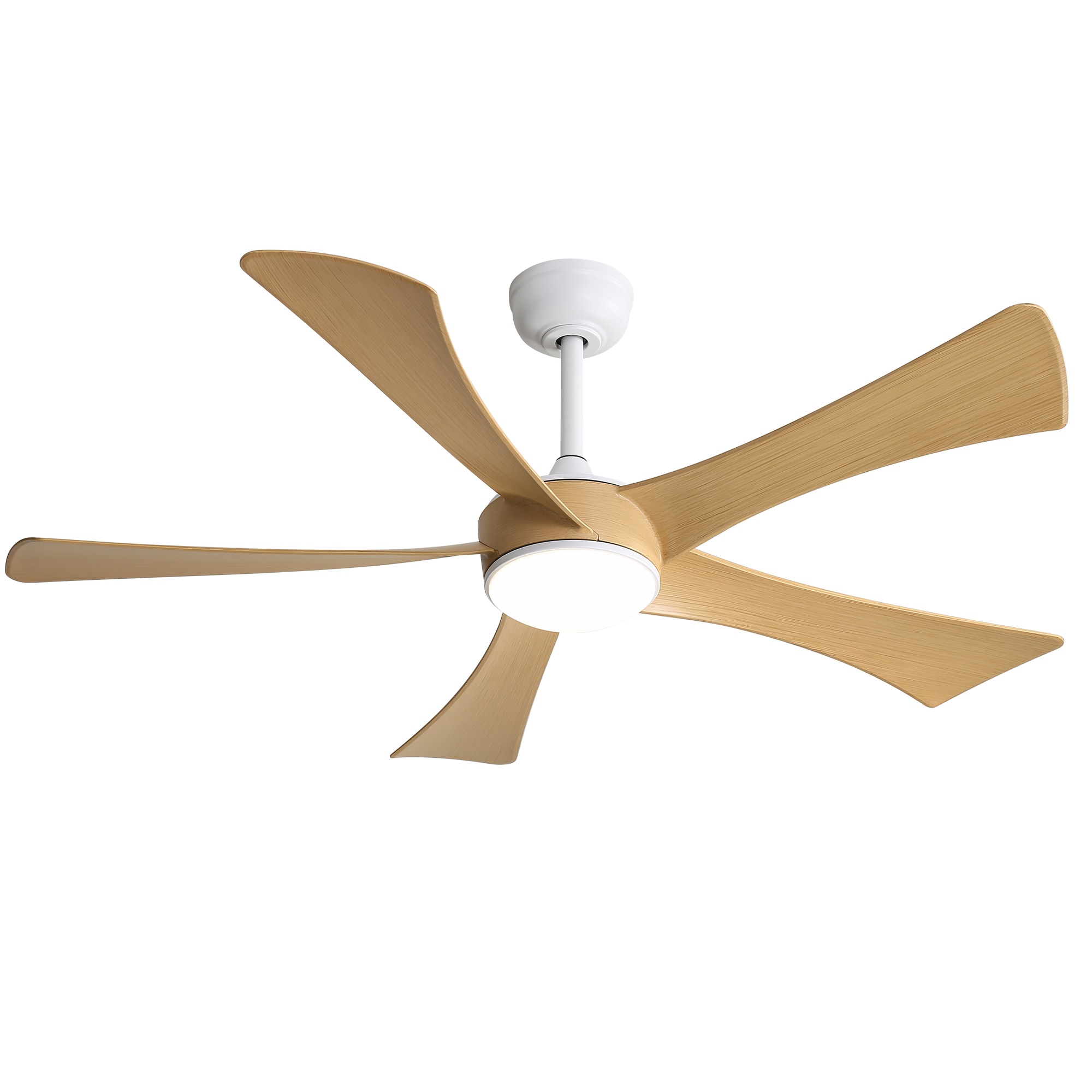 SINOFURN SYB570044BK 52-in Color-Changing Integrated LED Outdoor White with Finished Blades Ceiling Fan With Light - Remote Included ( 5 -Blade )