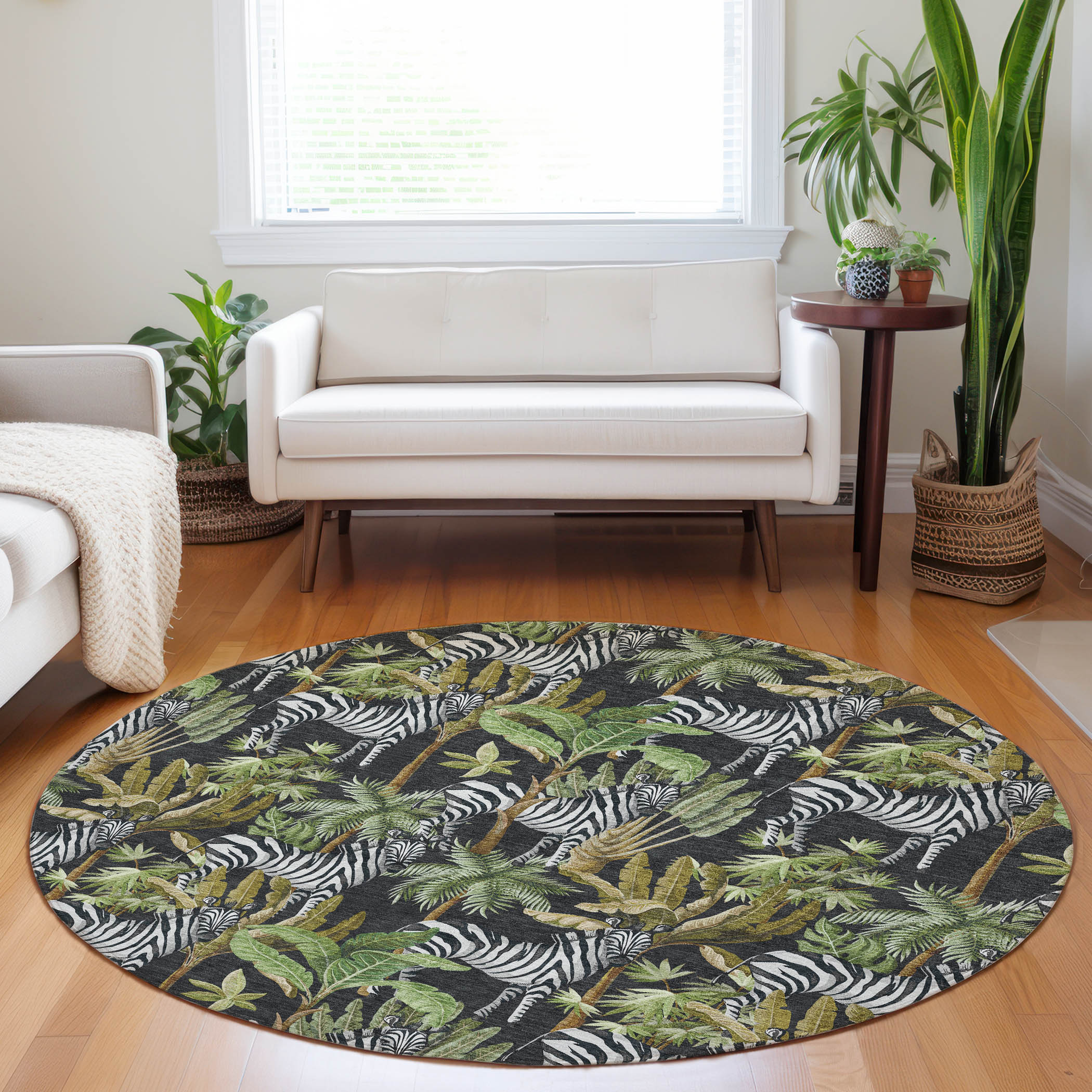 Addison Rugs AMF208MI8RO Mayfield AMF208MI 8 x 8 (ft) Loomed Polyester Midnight Round Indoor Geometric Machine washable Area rug