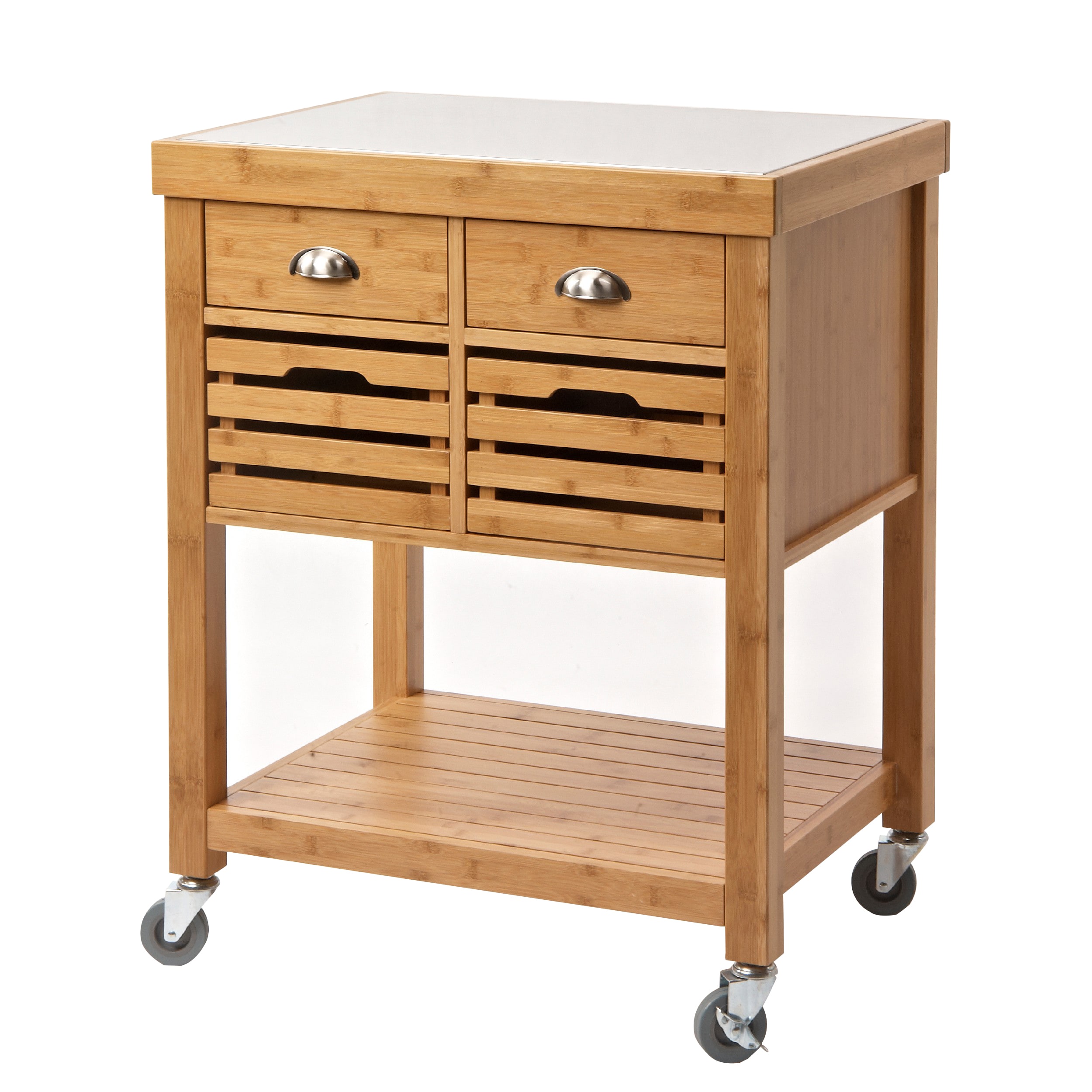Benzara BM274344 Brown Wood Base with Wood Wood Top Rolling Kitchen Island ( 29-in x 22-in x 36-in )