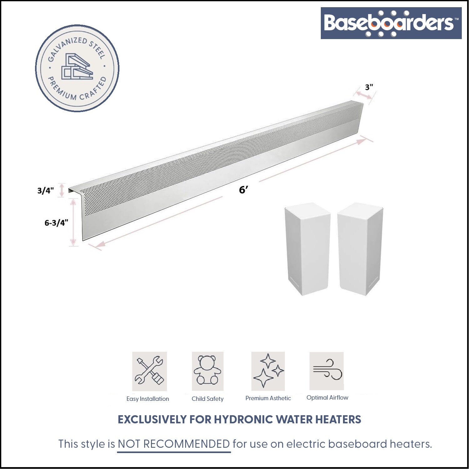 Baseboarders BC001-72-SET-WH Baseboard-Heater-Covers - View #3