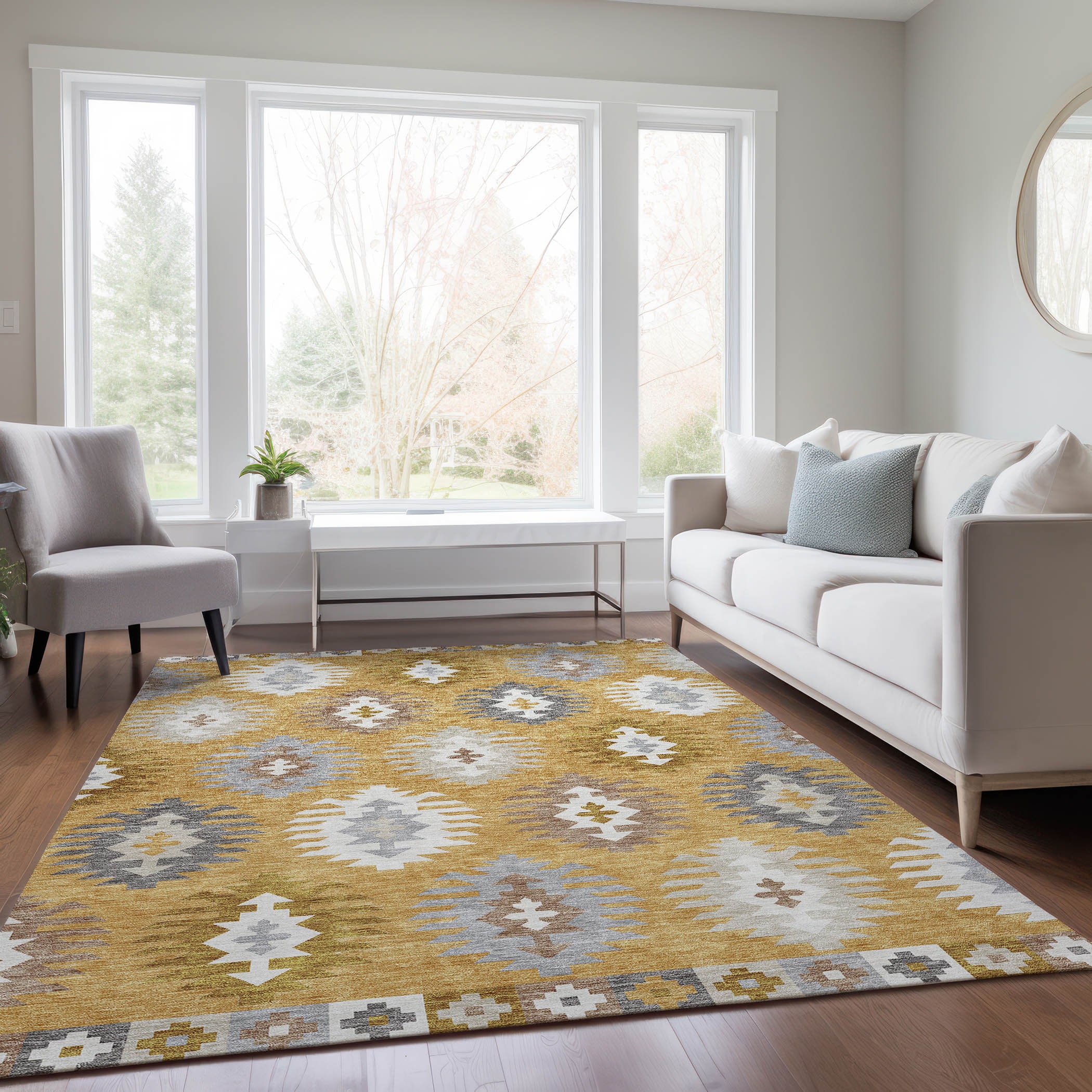 Addison Rugs ACN983GO5X8 Chantille ACN983GO 5 x 7 (ft) Loomed Polyester Gold Rectangular Indoor/Outdoor Machine washable Area rug