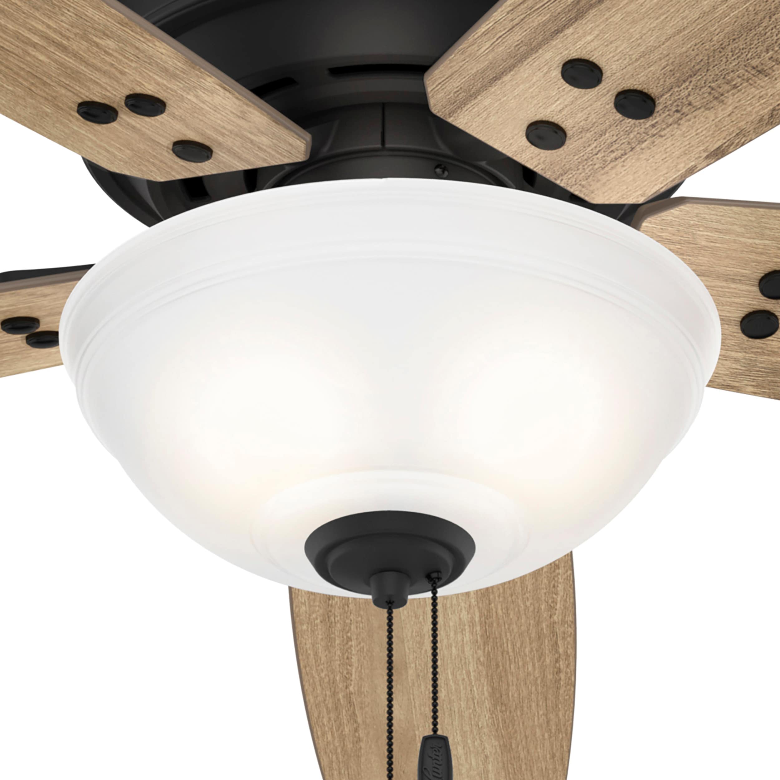 Rustic 60" Matte Black Ceiling Fan with LED Light & WhisperWind Motor