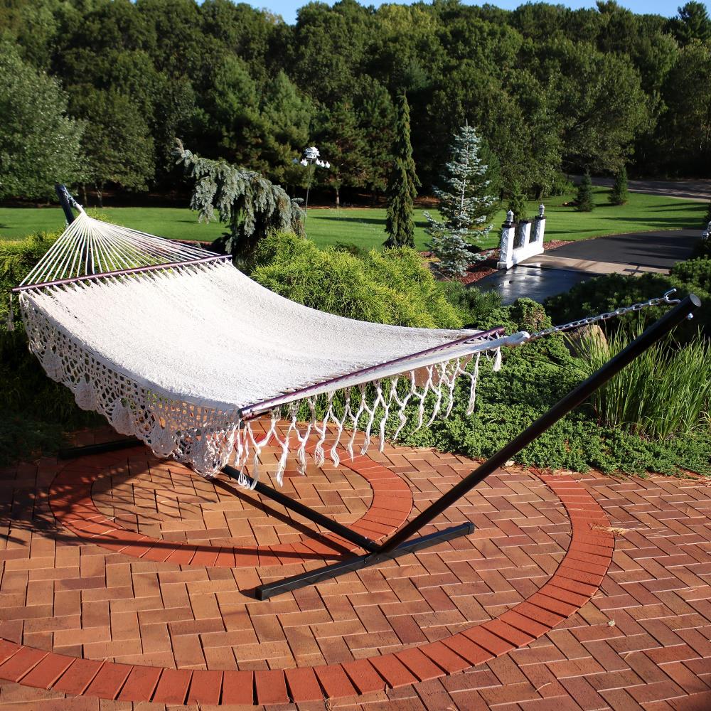Sunnydaze Decor HM-AND-COMBO Sunnydaze Hand-Woven 2 Person Mayan Hammock with Stand Natural Woven Hammock with Stand