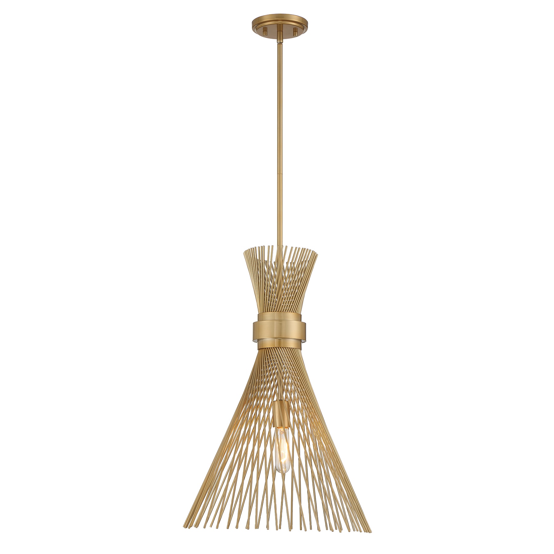Savoy House 7-9602-1-171 Longfellow 1-Light Pendant in Burnished Brass Burnished Brass Modern/contemporary Cylinder Medium Hanging Pendant light