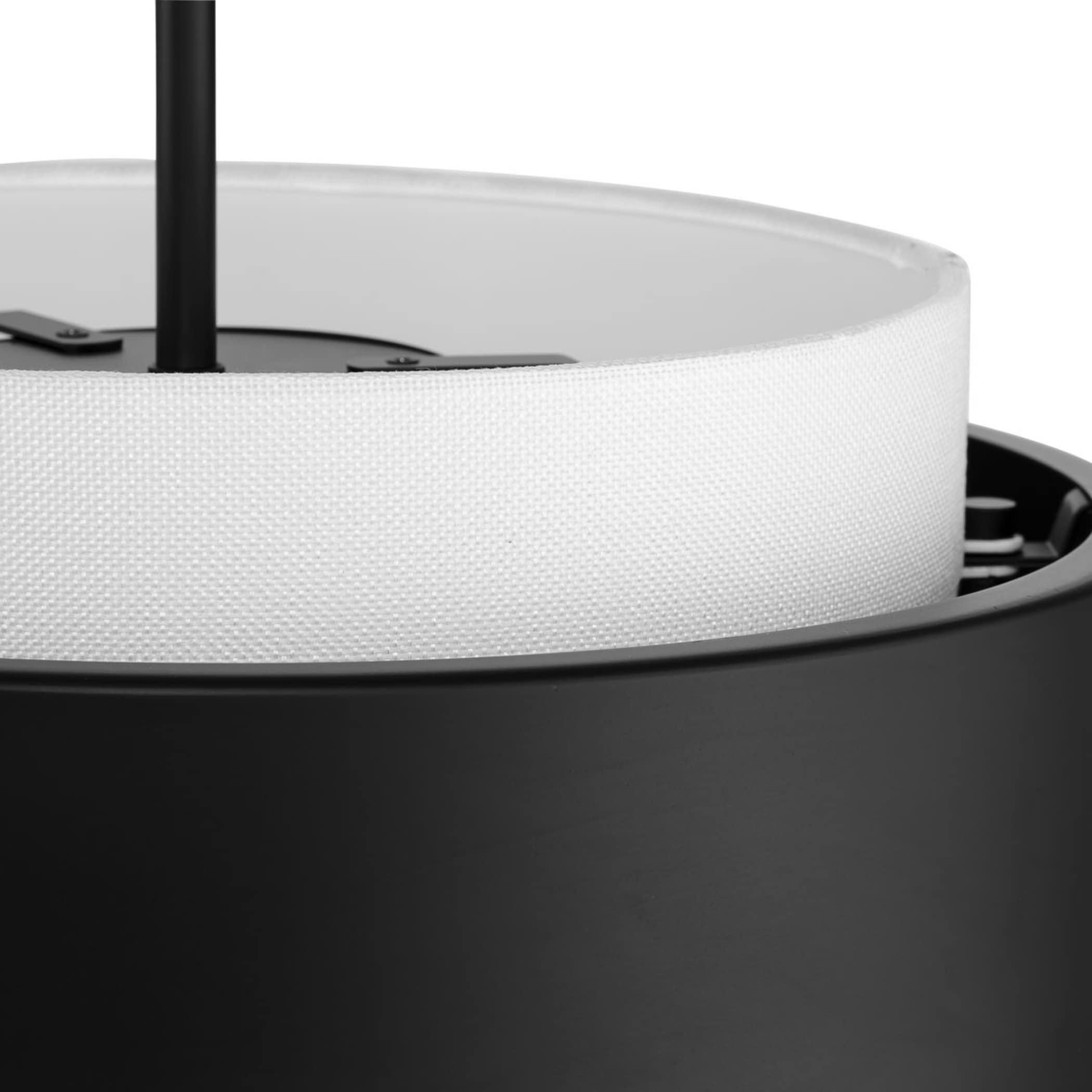 Silva Matte Black and White Linen Drum Pendant Light