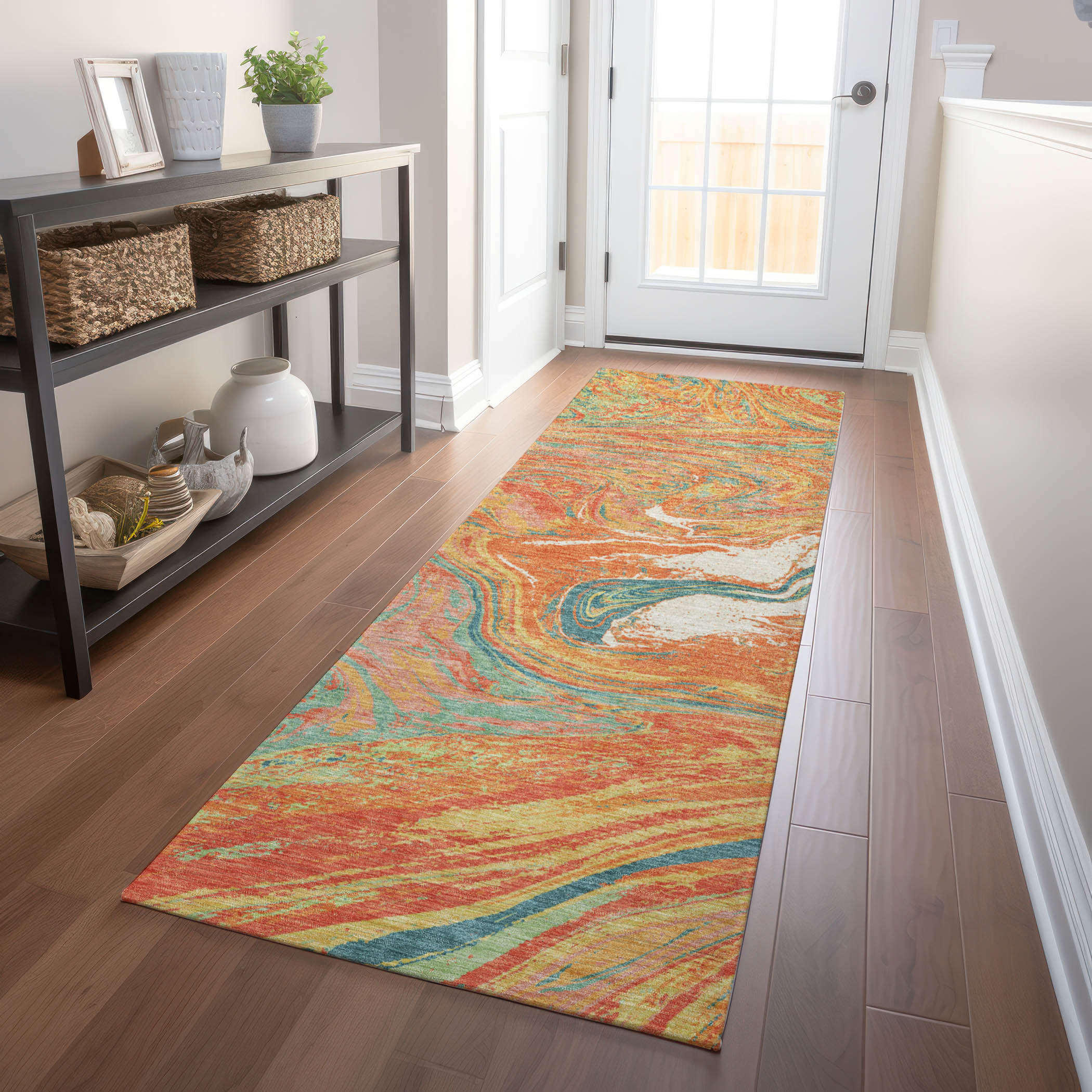Addison Rugs ACN1061OR2X8 Chantille ACN1061OR 2 x 7 (ft) Polyester Orange Rectangular Indoor/Outdoor Geometric Machine washable Runner rug