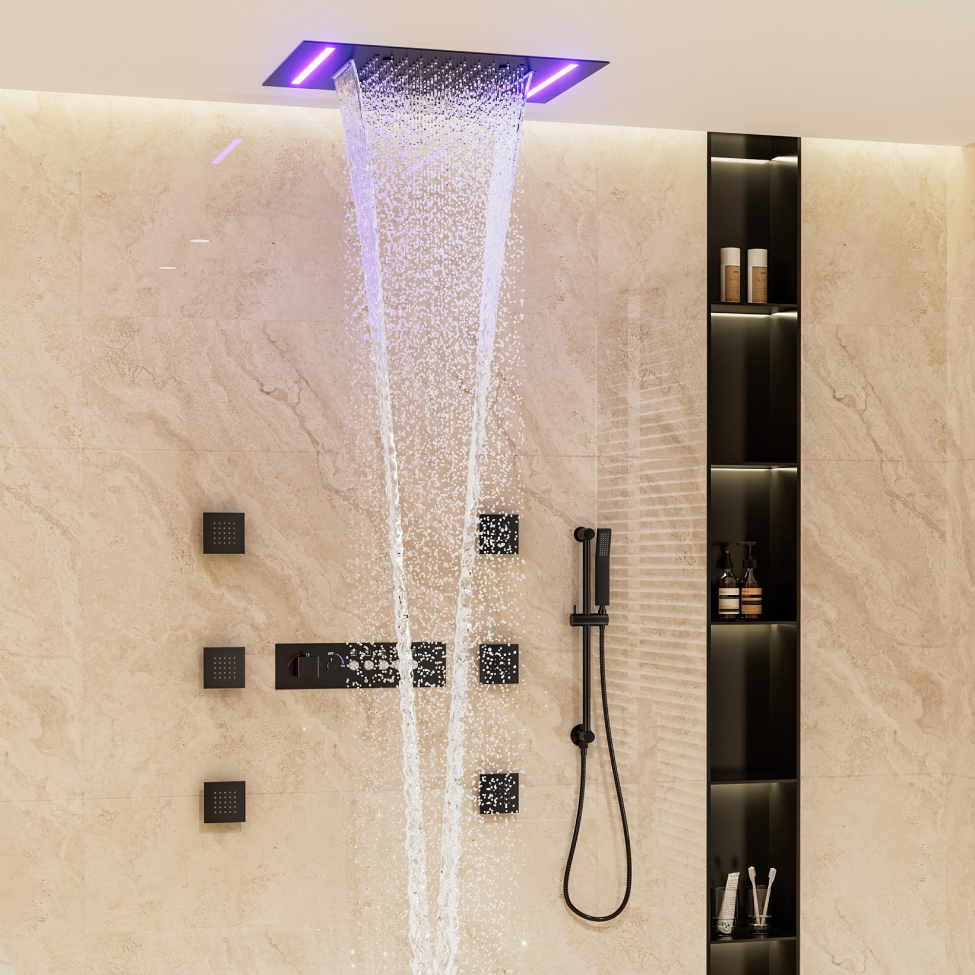 Mondawe WF6708-12MB Showerhead-Bar-Panels - View #2