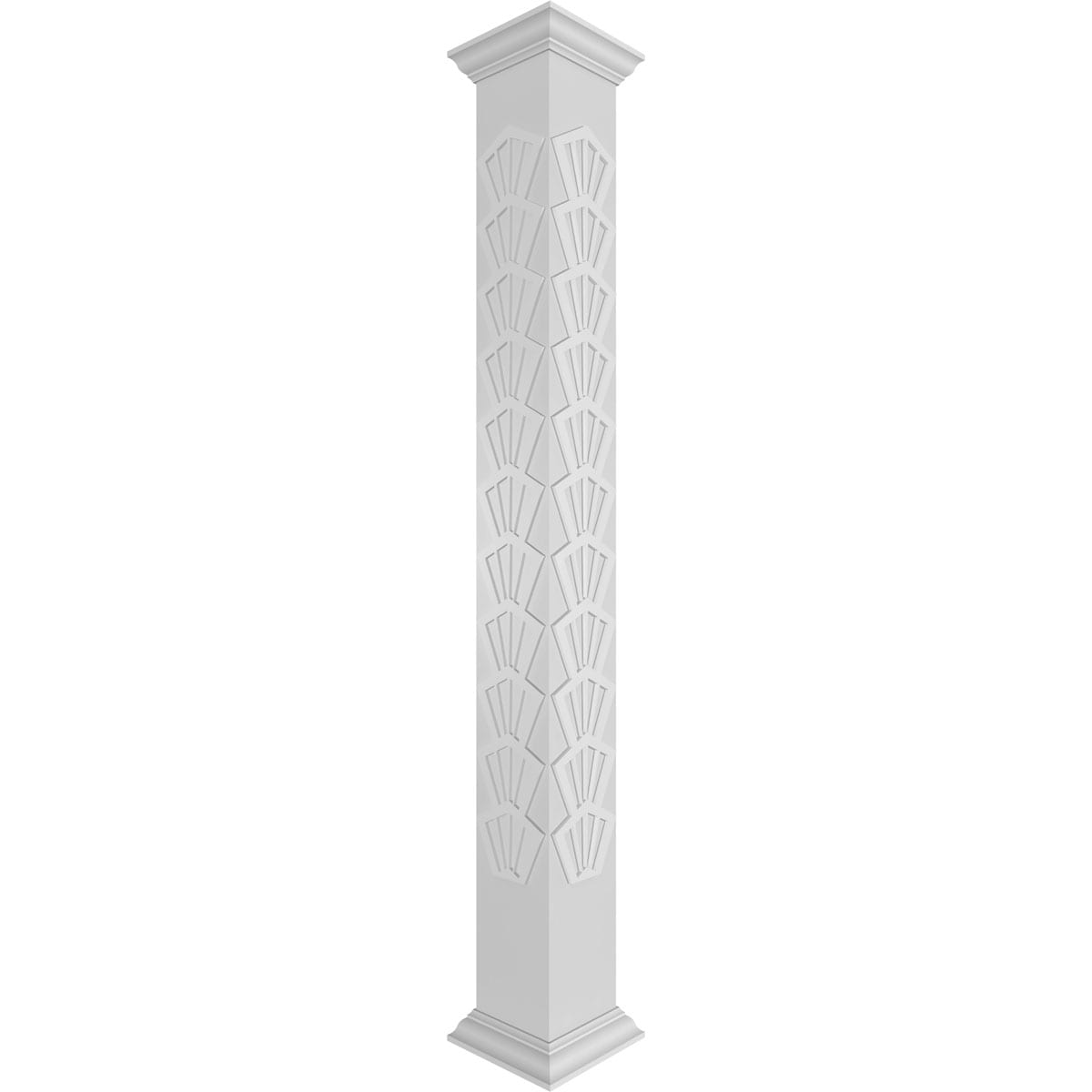 Ekena Millwork CC1208ENCTLCRCR Coastal Fretwork 12-Inches L x 8-Feet Unfinished PVC Column Wrap
