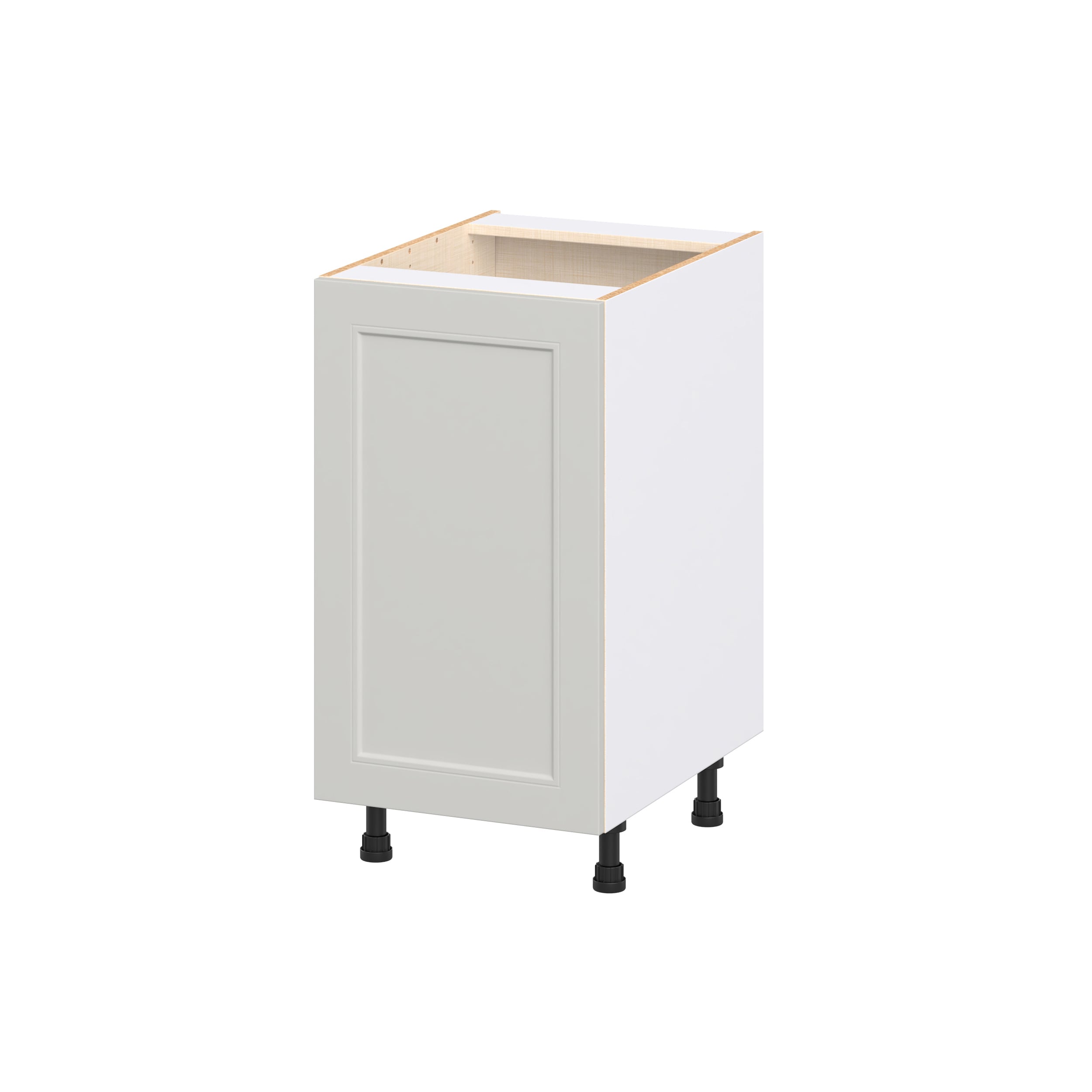 Hugo&Borg DSB18FHSWB-BE Belcourt 18-in W x 34.5-in H x 24.5-in D Painted Light Gray Pull-out cabinet Base Fully assembled Cabinet Recessed Panel Shaker