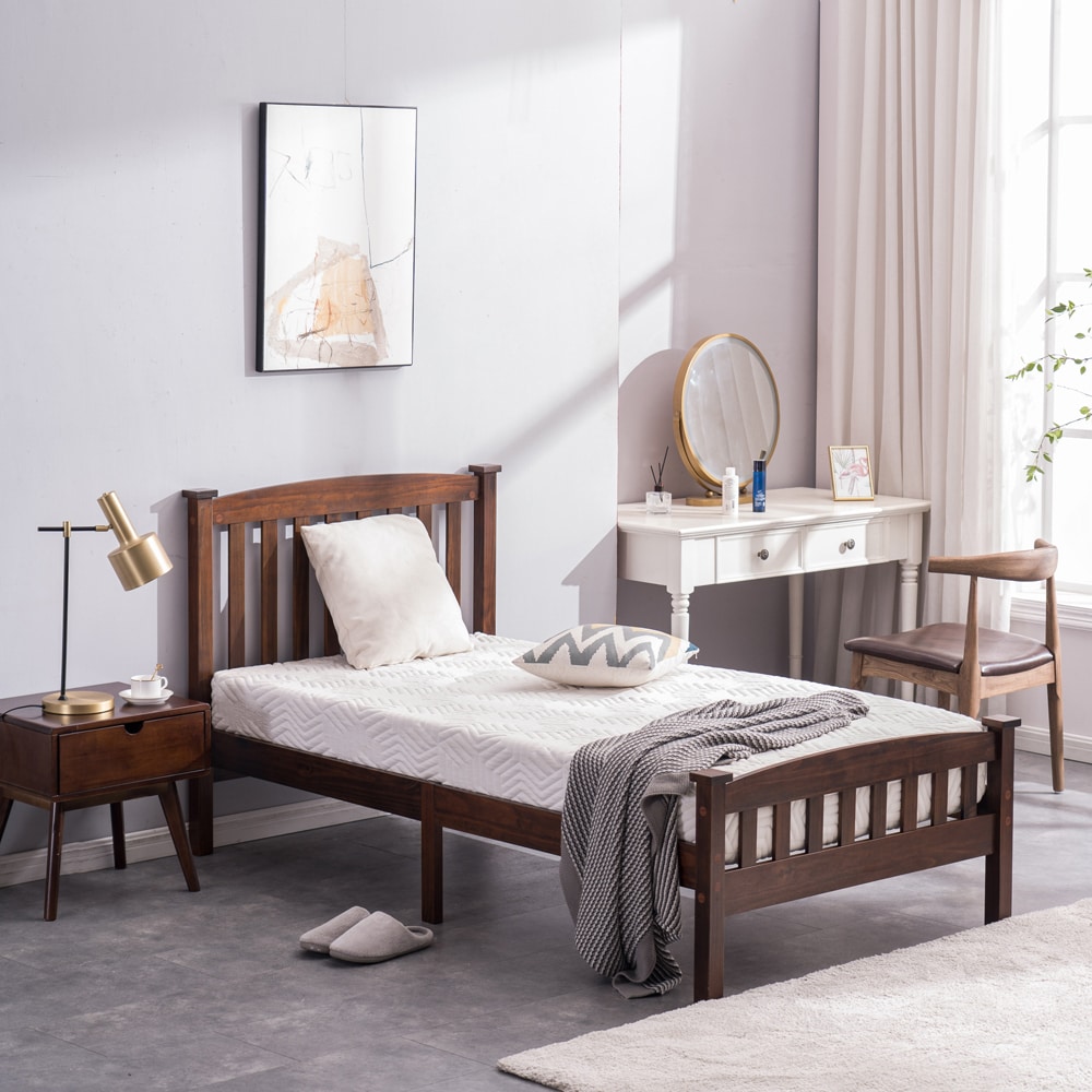 Winado Brown Twin Wood Bed Frame in the Beds department at Lowes.com