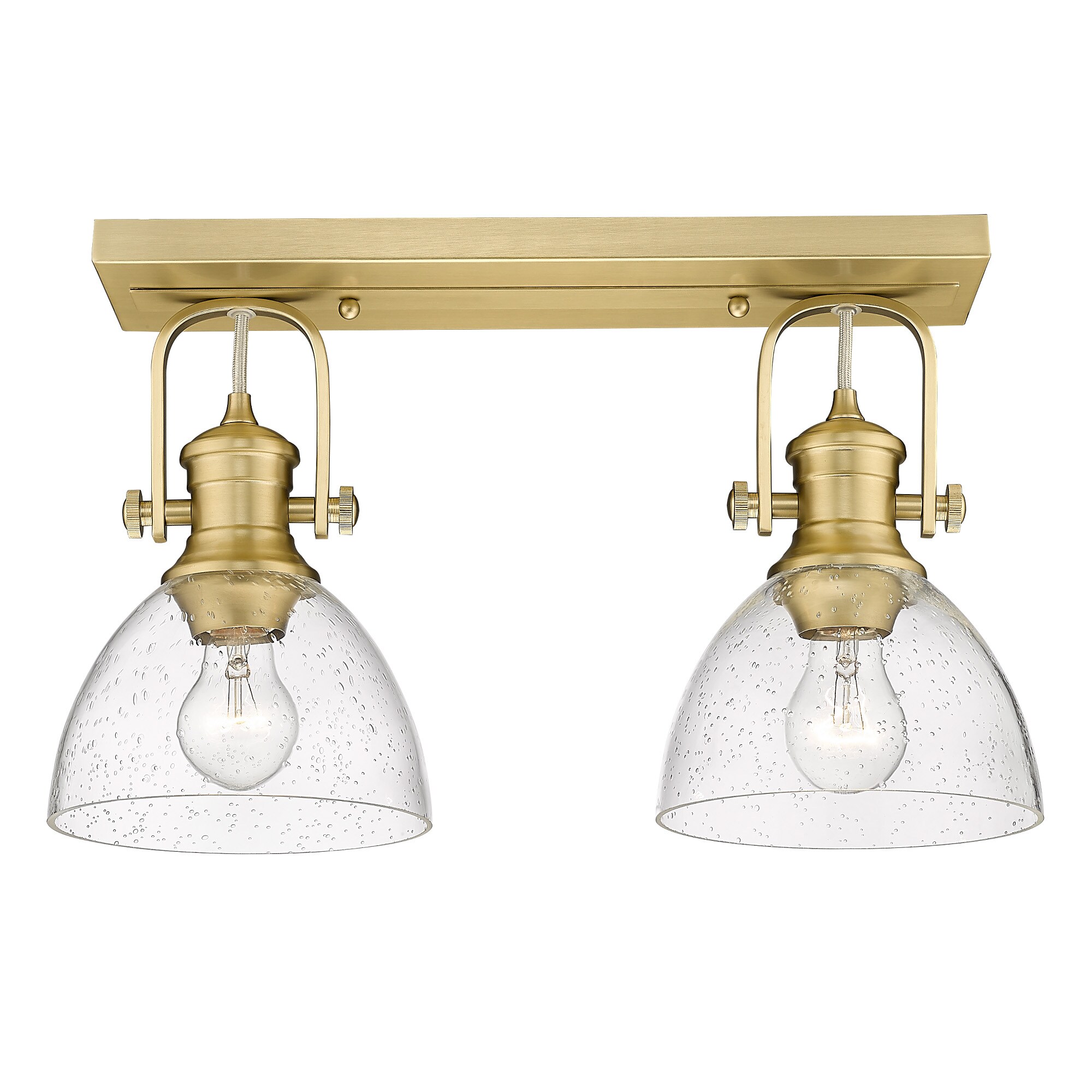 Hines 17.88 in. Brushed Champagne Bronze Semi-Flush Mount with Seeded Glass