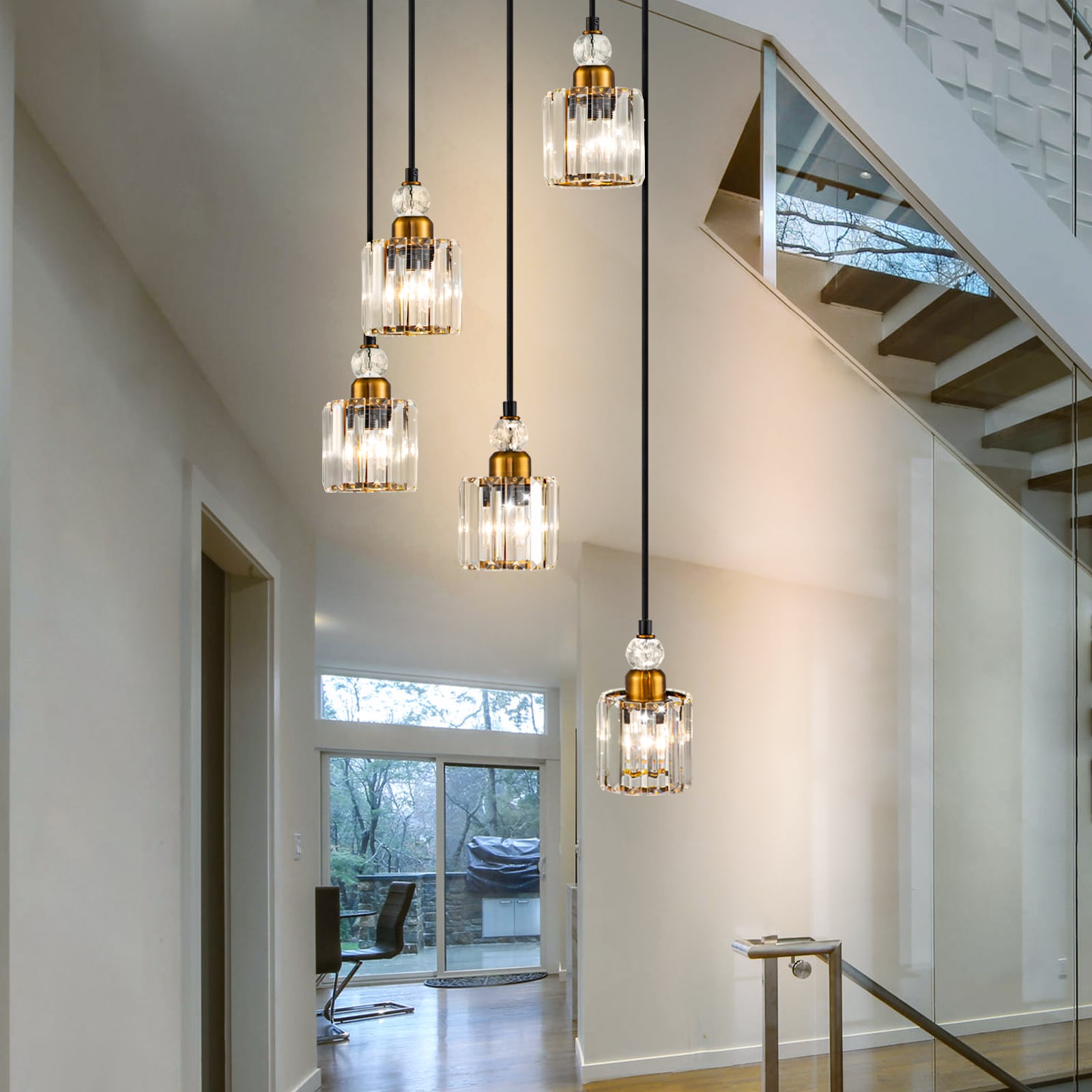 EDISLIVE Y81010000042258 5 -Light Black Gold Modern/contemporary Cylinder Small Hanging Kitchen island light