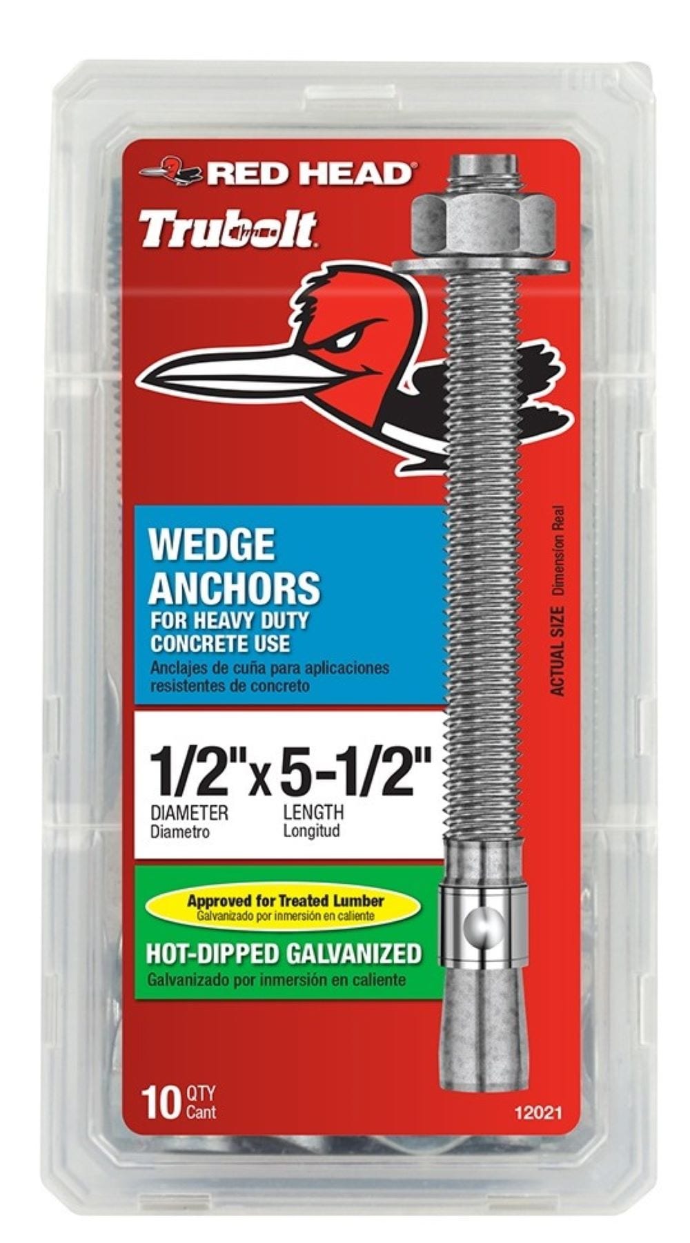 Red Head 12021 Trubolt 1/2-in x 5-1/2-in Concrete Wedge Anchors 10 -Pack