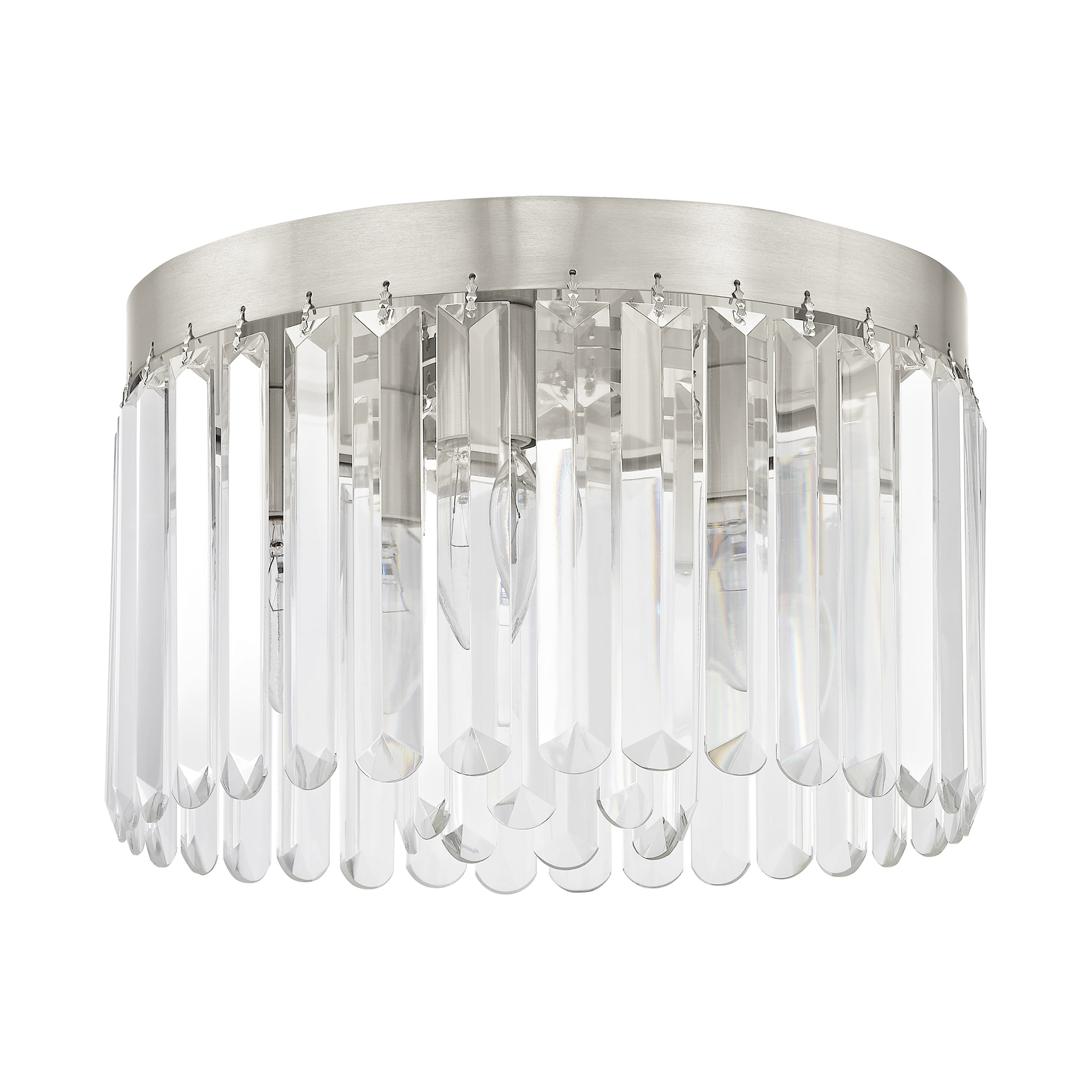 Ashton 1920s Style Brushed Nickel 4-Light Flush Mount with Crystal Shade