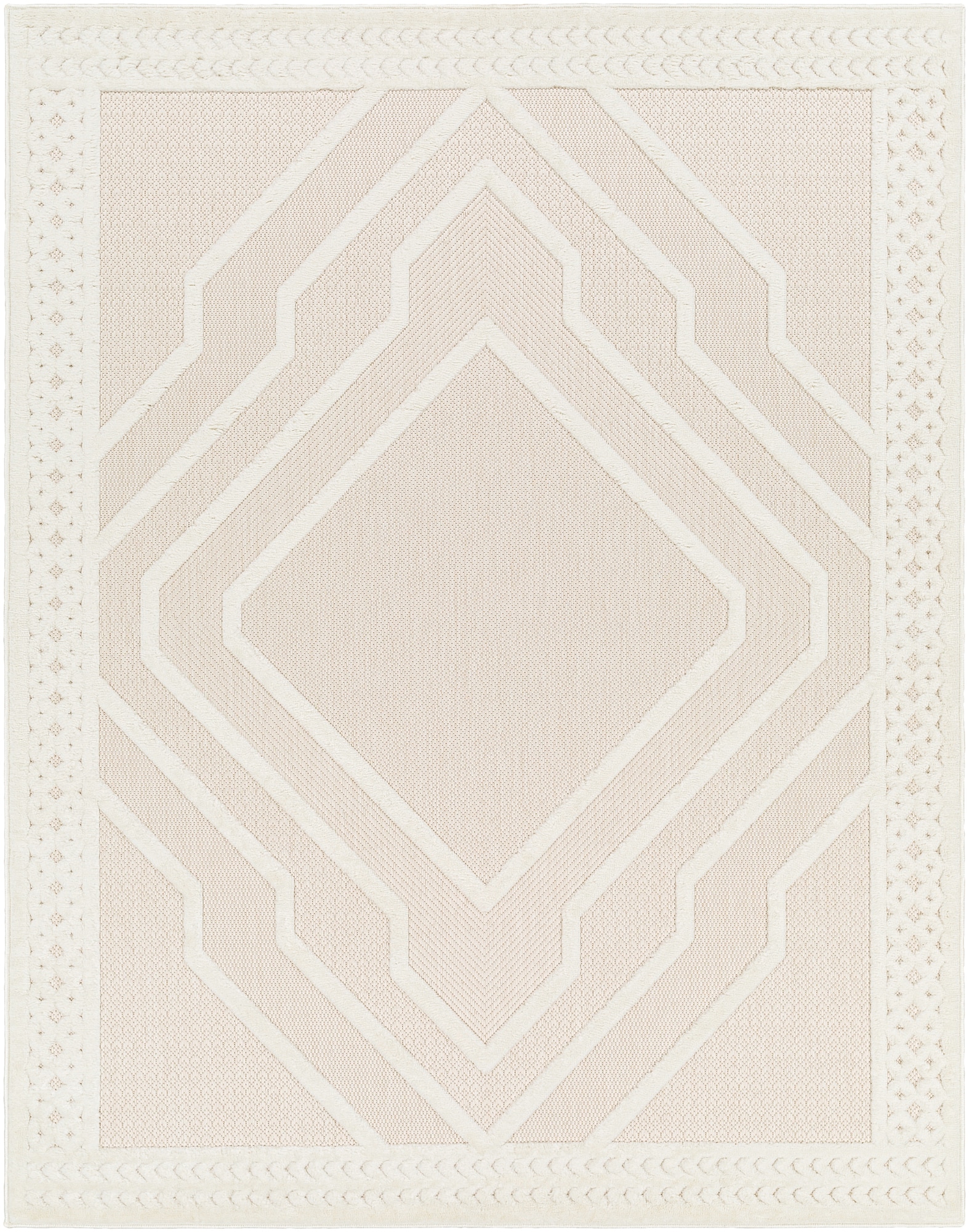 Livabliss SFG2356-679 San Diego 7 x 9 (ft) Polypropylene Cream Rectangular Indoor/Outdoor Geometric Area rug