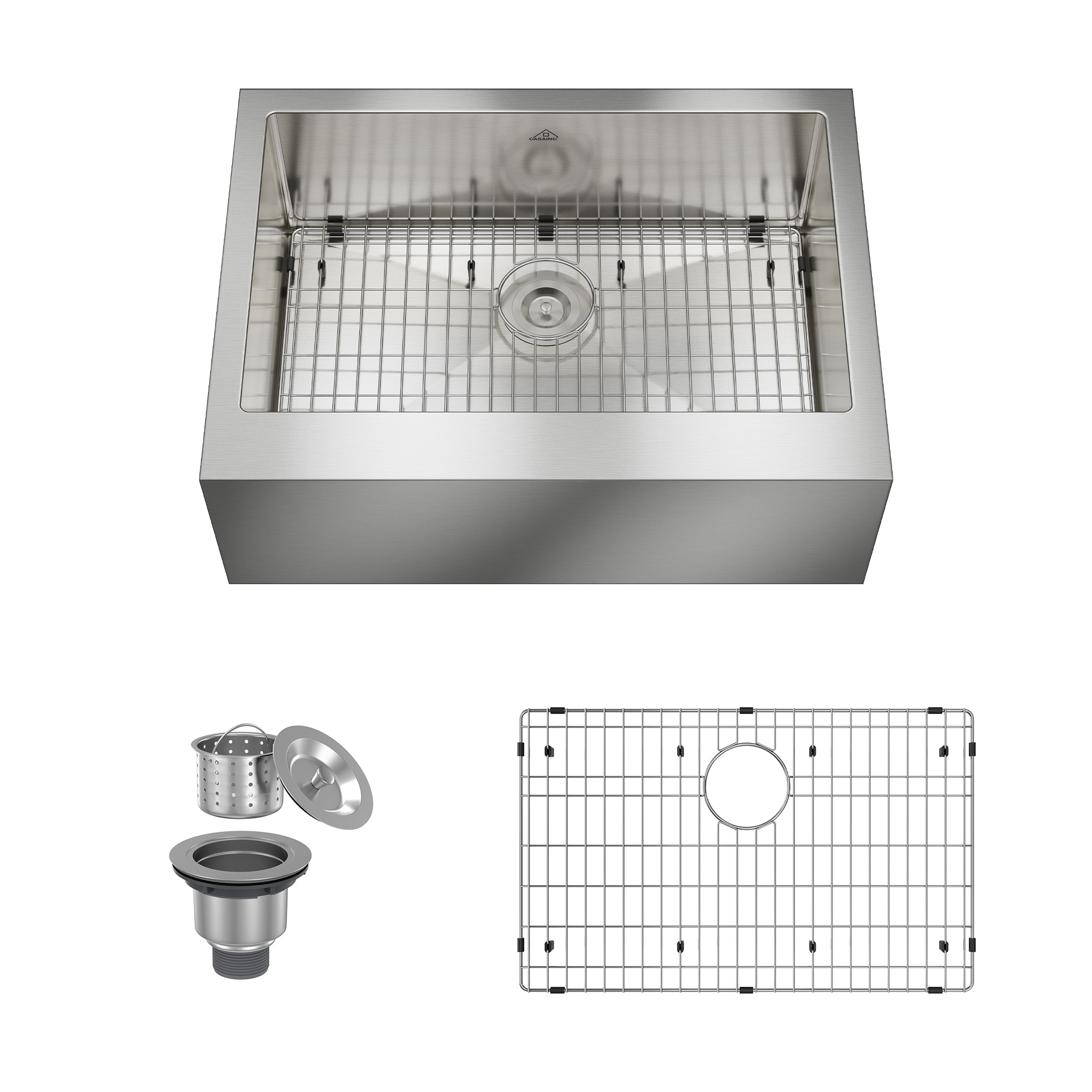 CASAINC Farmhouse apron front 30-in x 22-in Stainless steel Single bowl 18 -Gauge Kitchen Sink