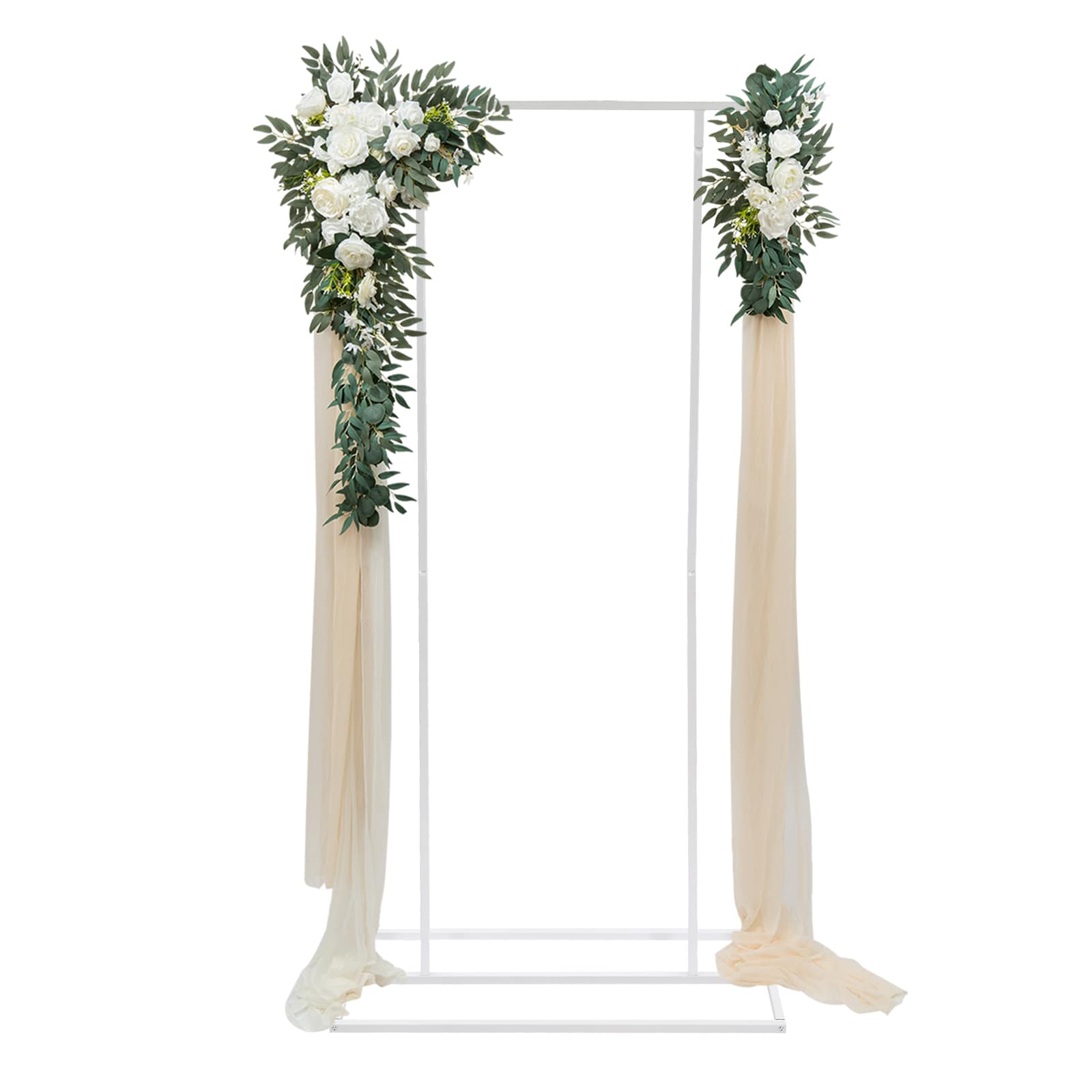 CNCEST YLJH2Y-000500 3.28-ft W x 6.56-ft H Arched White Rectangular Iron for Wedding Party Wrought iron Garden Arbor