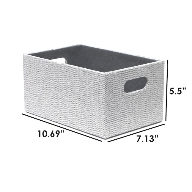 Allen + Roth Herringbone 7.13-in W x 5.5-in H x 10.69-in D Gray Fabric Bin | HD-141114